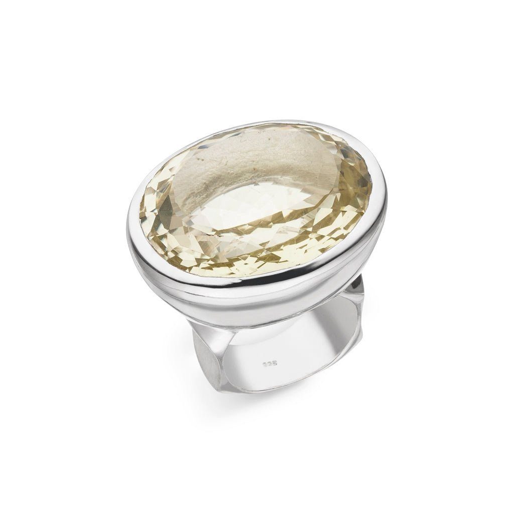 Silberring Lemon Citrin Ring "Quer" 32x28 mm (Sterling Silber 925)