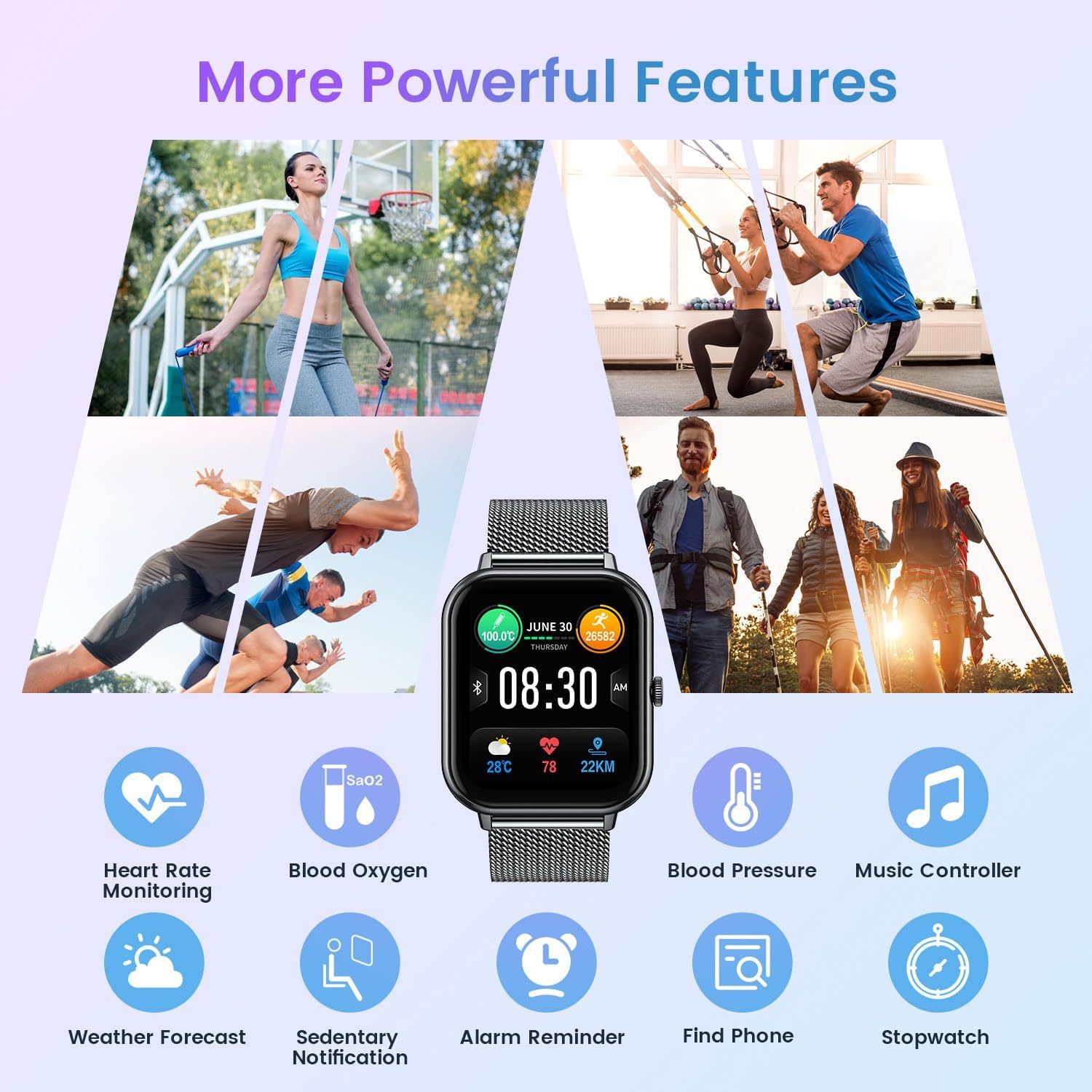 Forrlite Smartwatch, Damen Herren Smartwatch, Fitness Tracker Uhr Smartwatch (4,6 cm/1,83" HD Voll Touchscreen Zoll) Smartwatch Fitness Tracker Uhr, IP68 Wasserdicht, Uhren Watch für Android lOS, Fitnessuhr Tracker mit Pulsmesser Schrittzähler Schlafmonitor