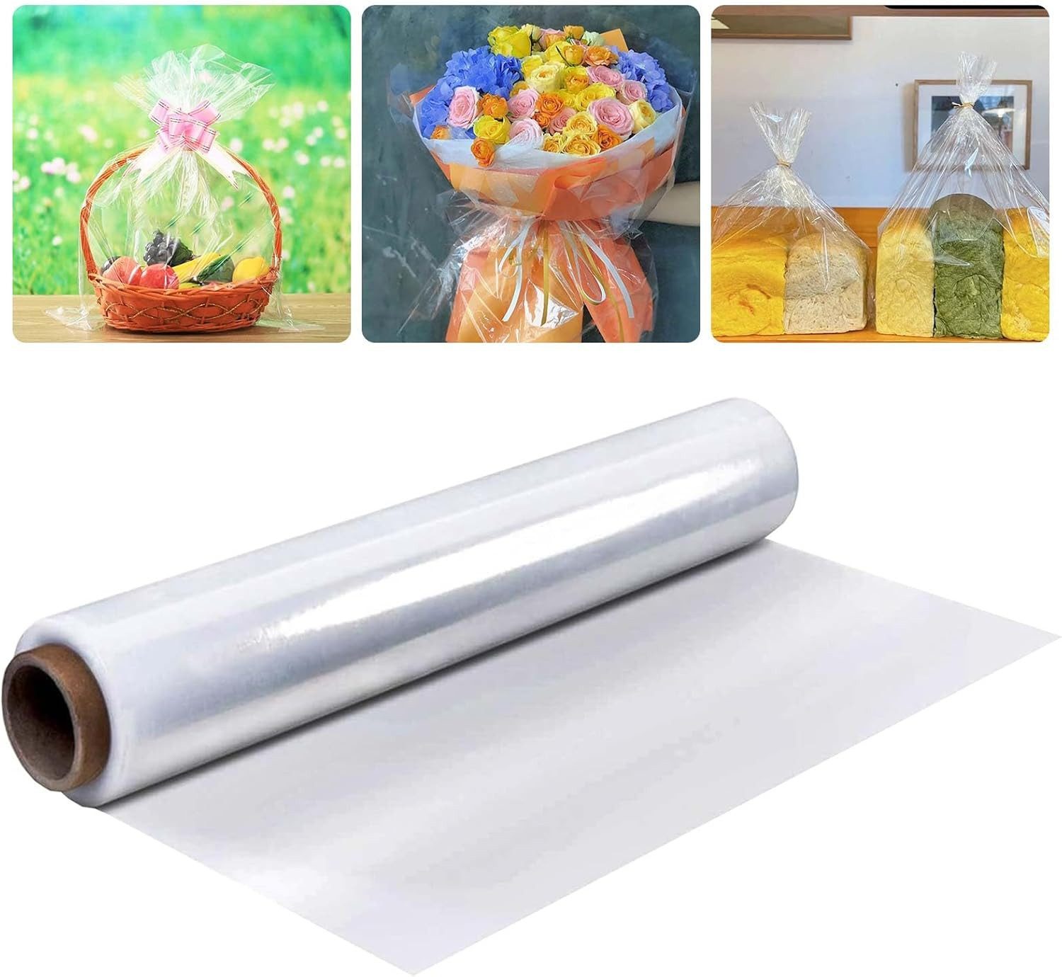 UE Stock Geschenkfolie 2 Stück Klare Cellophanfolie Verpackungspapier Geschenkfolie Rolle, für alle Anlässe und vielseitig einsetzbar