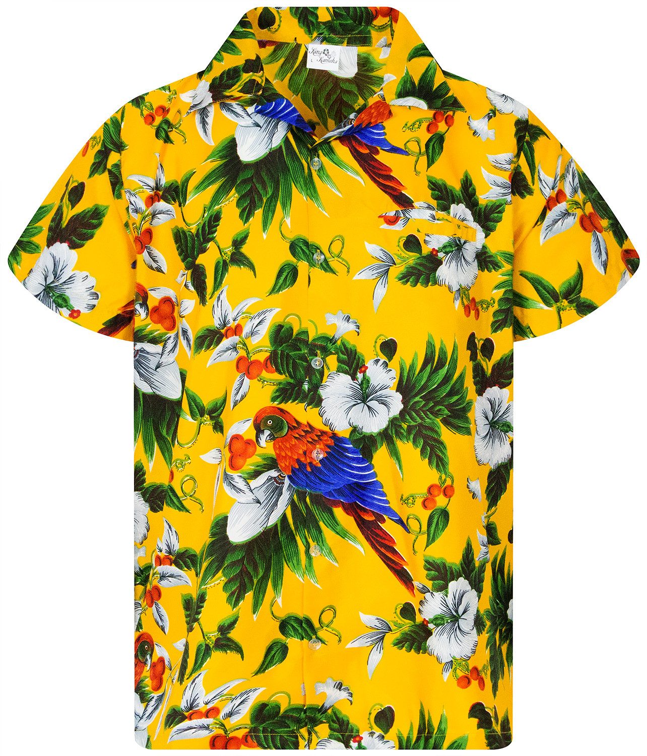 King Kameha Hawaiihemd Cherry Parrot Funky Hawaii-Hemd Herren Kurzarm Front günstig online kaufen