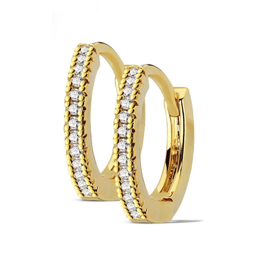 Creolen-Set goldene Ohrringe Kristalle schmal aus Edelstahl Damen