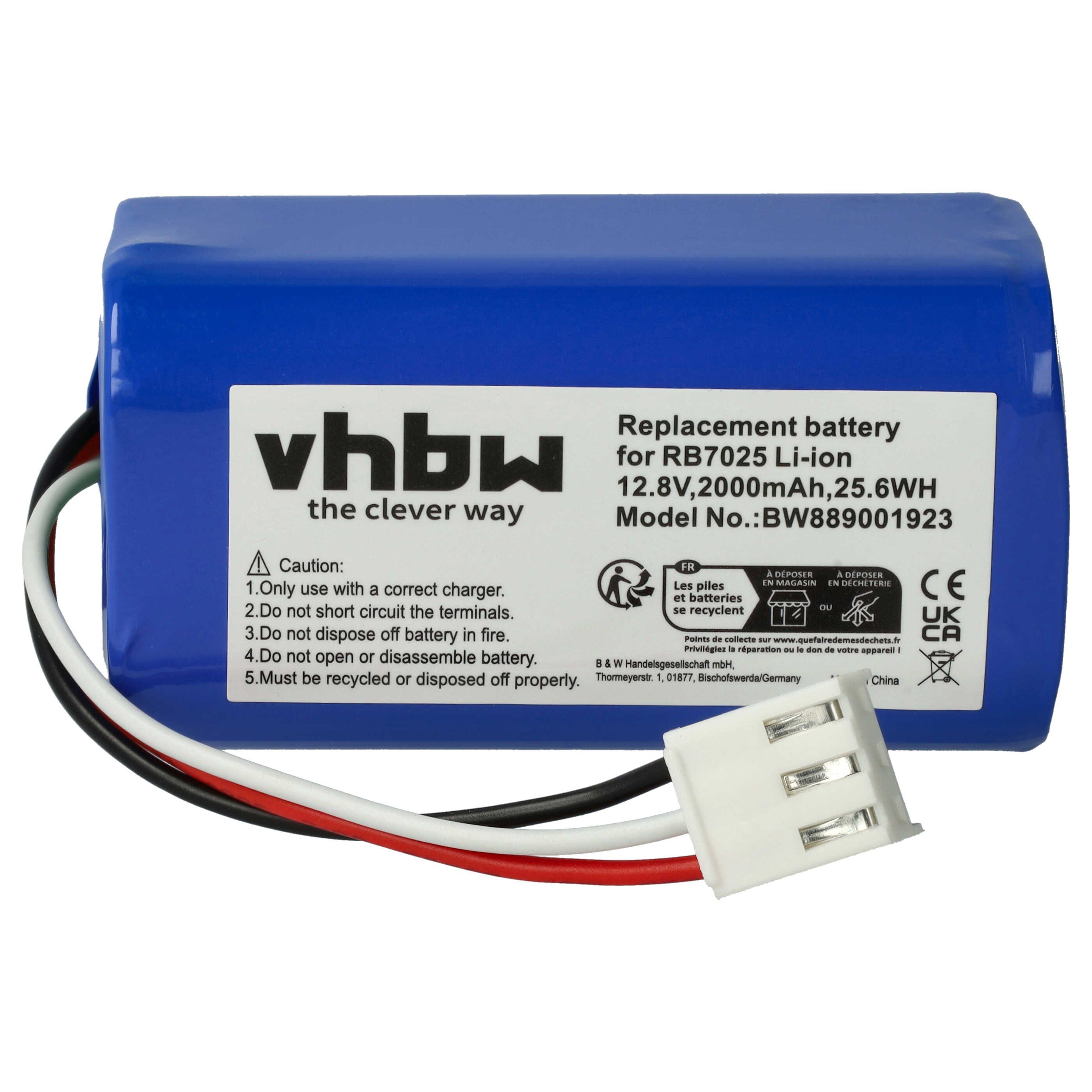 vhbw Akku passend für Severin 7025000 Saugroboter (2000 mAh, 12,8 V, Staubsauger-Akku Akku Li-Ion 2000 mAh (12,8 V), Leistungsfähiger Austausch-Akku für Ihren Saugroboter