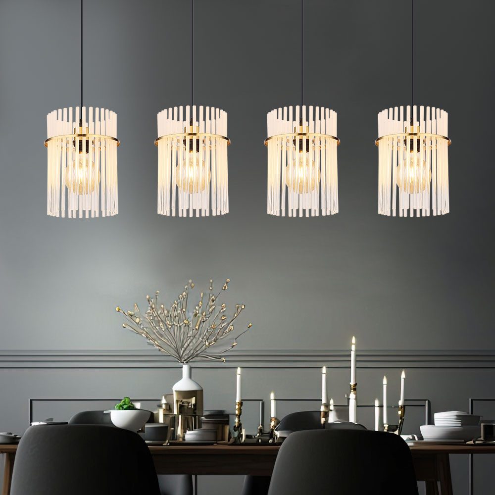 GLOBO LIGHTING Pendelleuchte, Leuchtmittel inklusive, Warmweiß, Pendellampe Esstischleuchte Hängelampe Glasstäbe gold LED H 140 cm
