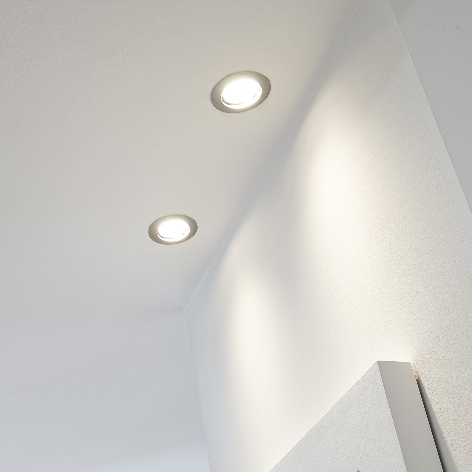LED Einbaustrahler LED gebürstet mit 10er Silber Set GU10 Einbaustrahler LED Markenstrahl LEDANDO
