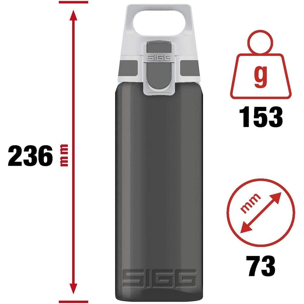 Sigg Trinkflasche 1L, transparent Color auslaufsicher Kunststoff bruchfest Total Anthracite Grau