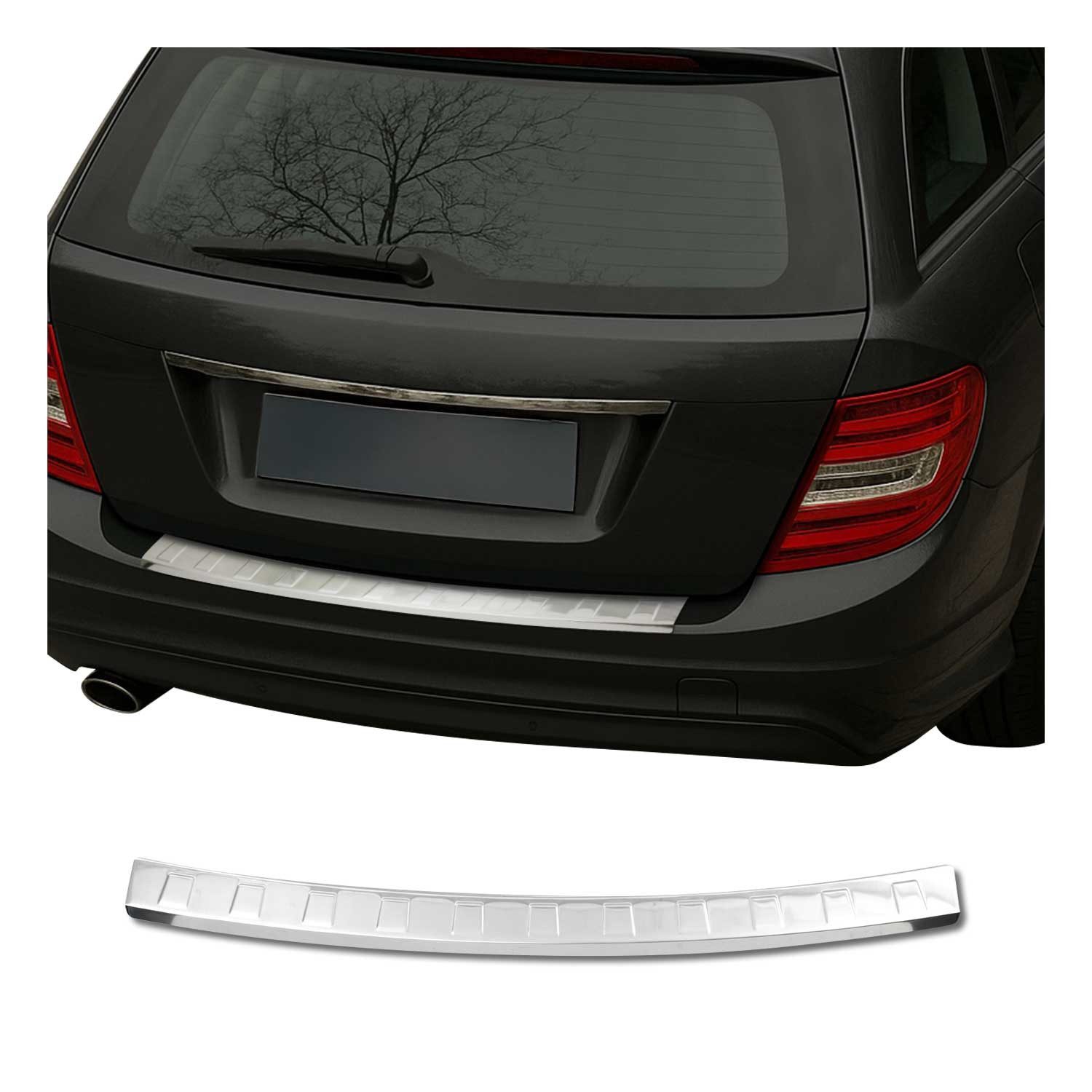 OMAC Ladekantenschutz für Mercedes C Klasse S204 T-Model 2008-2014 Edelstahl Chrom, Zubehör für Mercedes C Klasse S204 T-Model 2008-2014, Langlebig,Einfache Reinigung,Einfache Installation,Rostbeständig