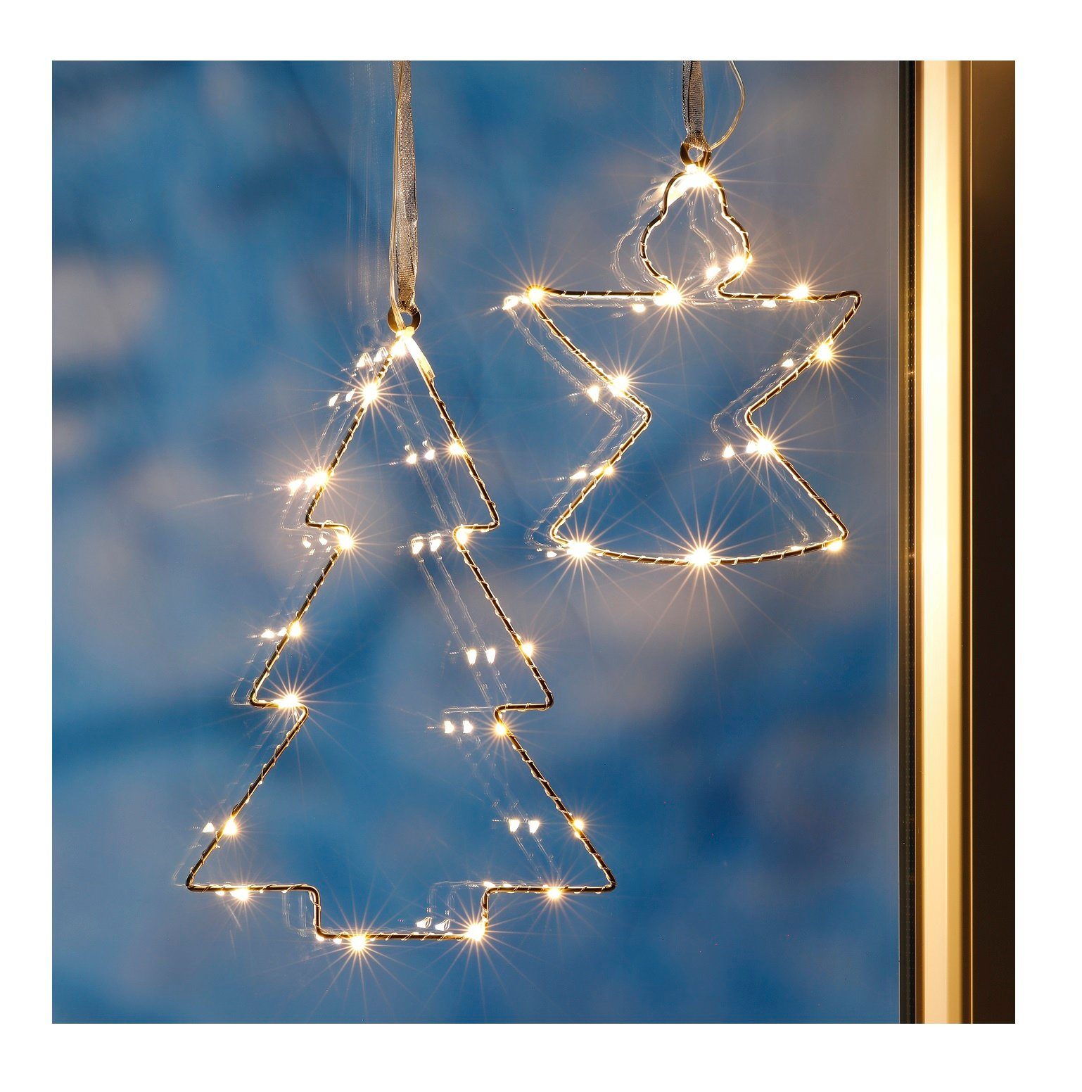 GartenHero LED Stern »LED Fenstersilhouette Fensterbild Leuchtbild  Weihnachten Deko Engel«, LED fest integriert, warmweiß