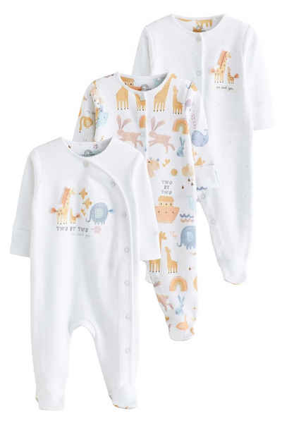 Next Schlafoverall 3 x Baby-Schlafanzüge mit filigraner Applikation (3-tlg)
