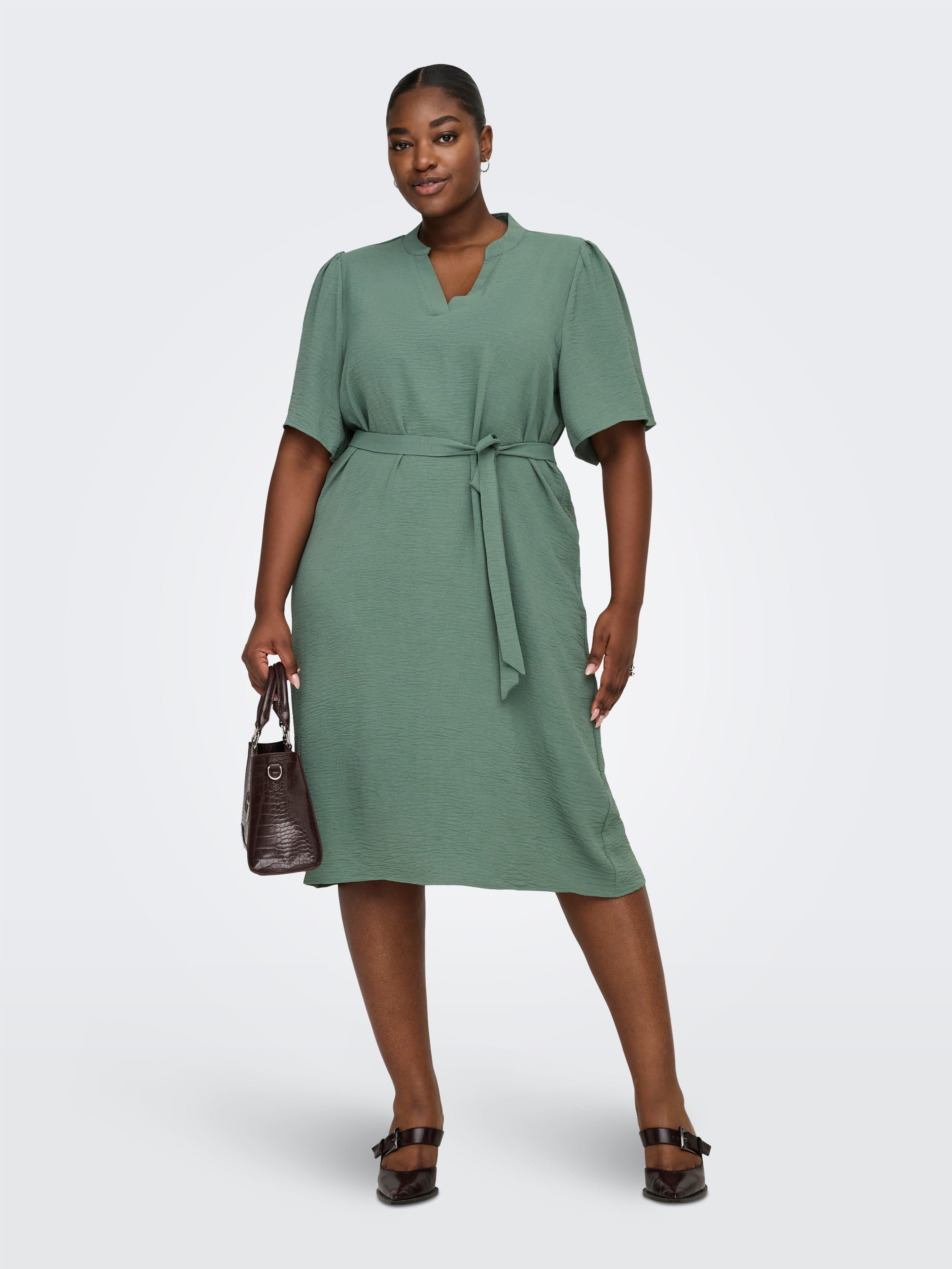 ONLY CARMAKOMA Sommerkleid CARPLANA METTE LIFE 2/4 V-NECKDRESS NOOS günstig online kaufen