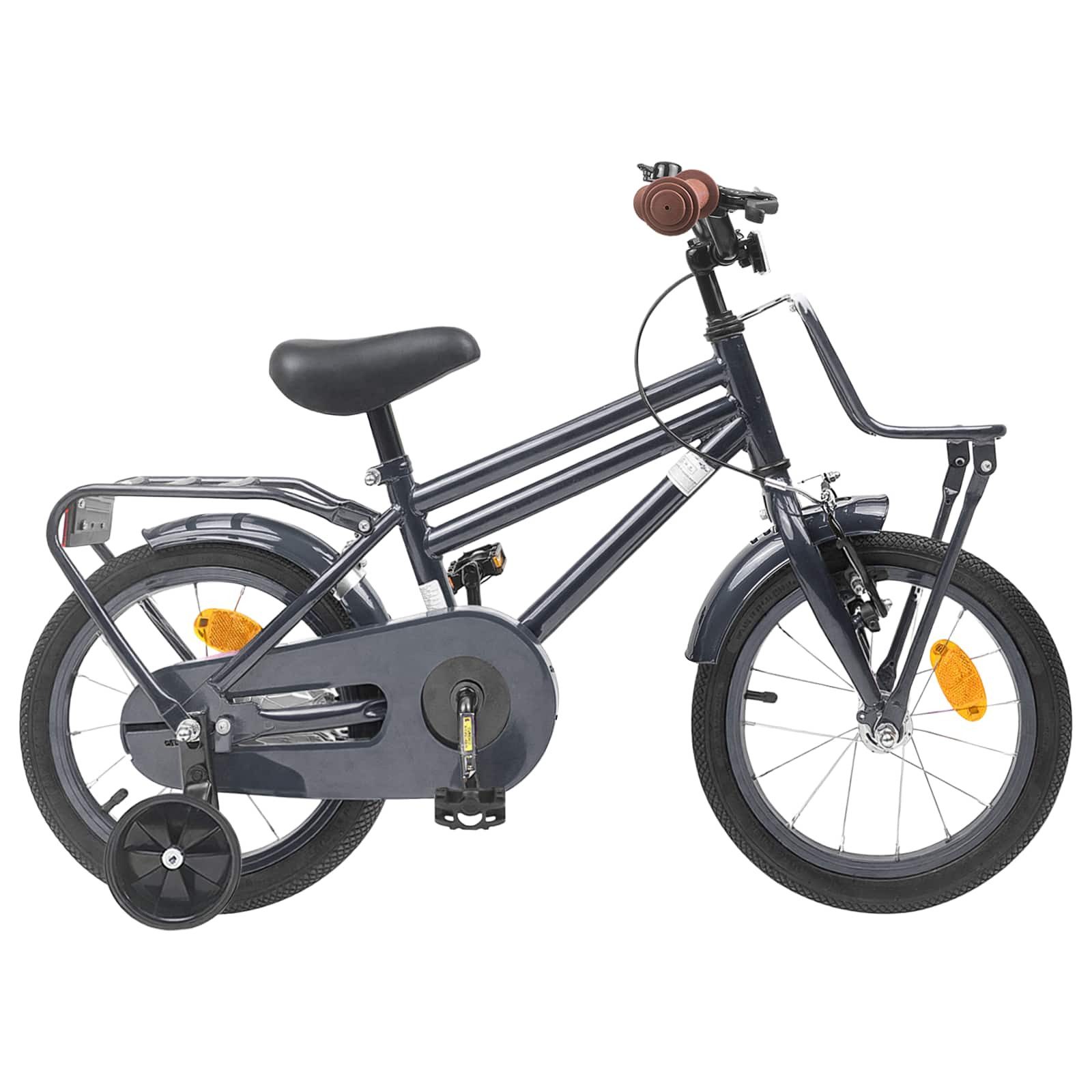vidaXL Kinderfahrrad 90 x 49 x 67,5 cm Kinderfahrrad 12 Zoll für 2-4 Jahre alt Dunkelgrau S