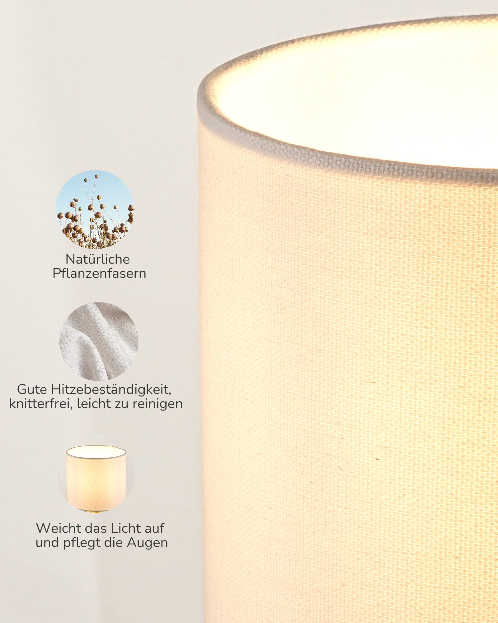 EDISHINE Nachttischlampe Dekolampe H29 cm mit Metallfuß, LED wechselbar, 2700 K Warmweiß, Vintage Tischleuchte mit E14 Leuchtmittel, für Fensterbank, Geschenk