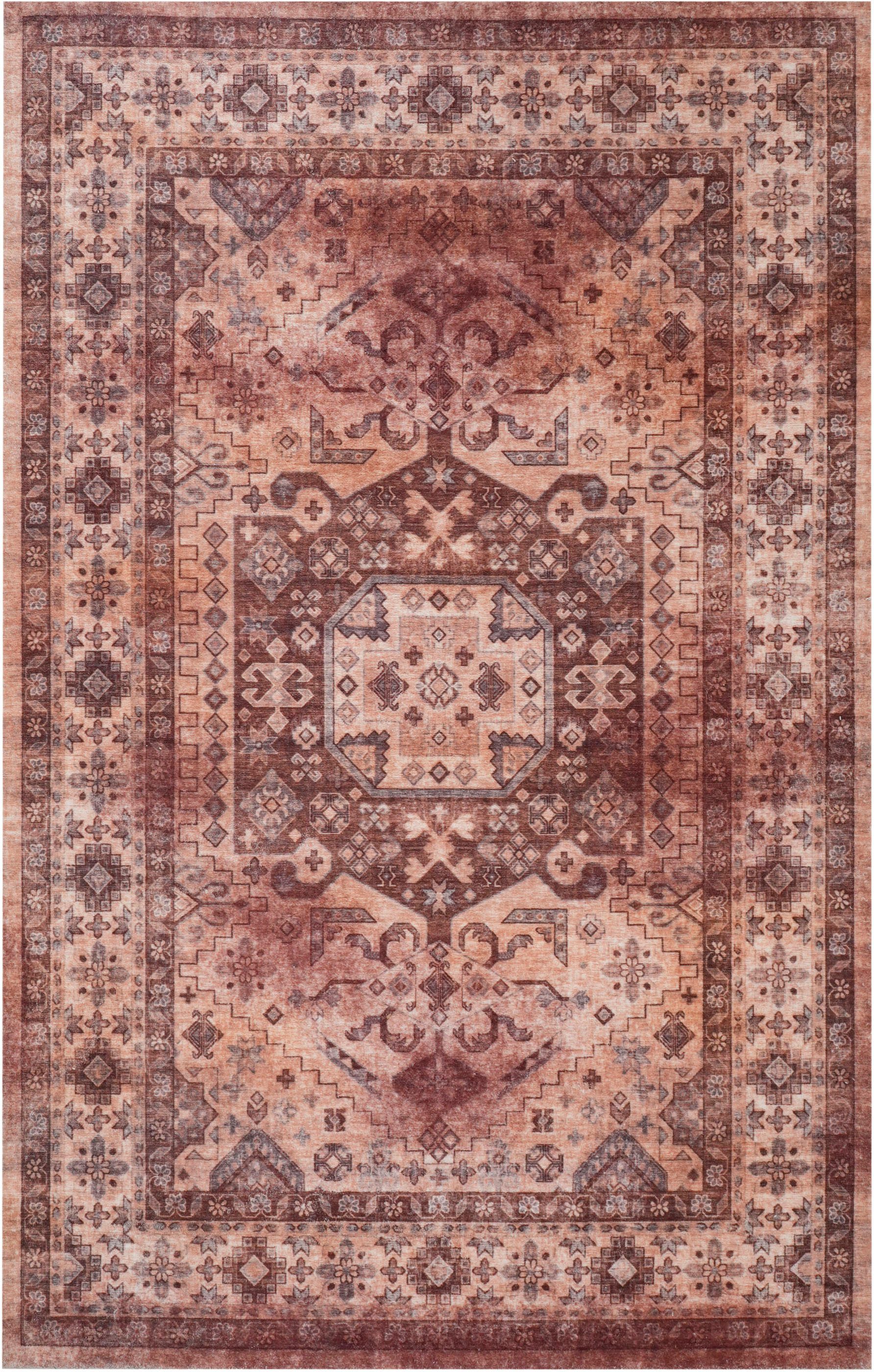 my home Teppich Abbas, Druckteppich, orientalisches Design, rechteckig, Höhe: 13 mm, Orient-Optik, Kurzflor, bedruckt, weich, Wohnzimmer, Schlafzimmer