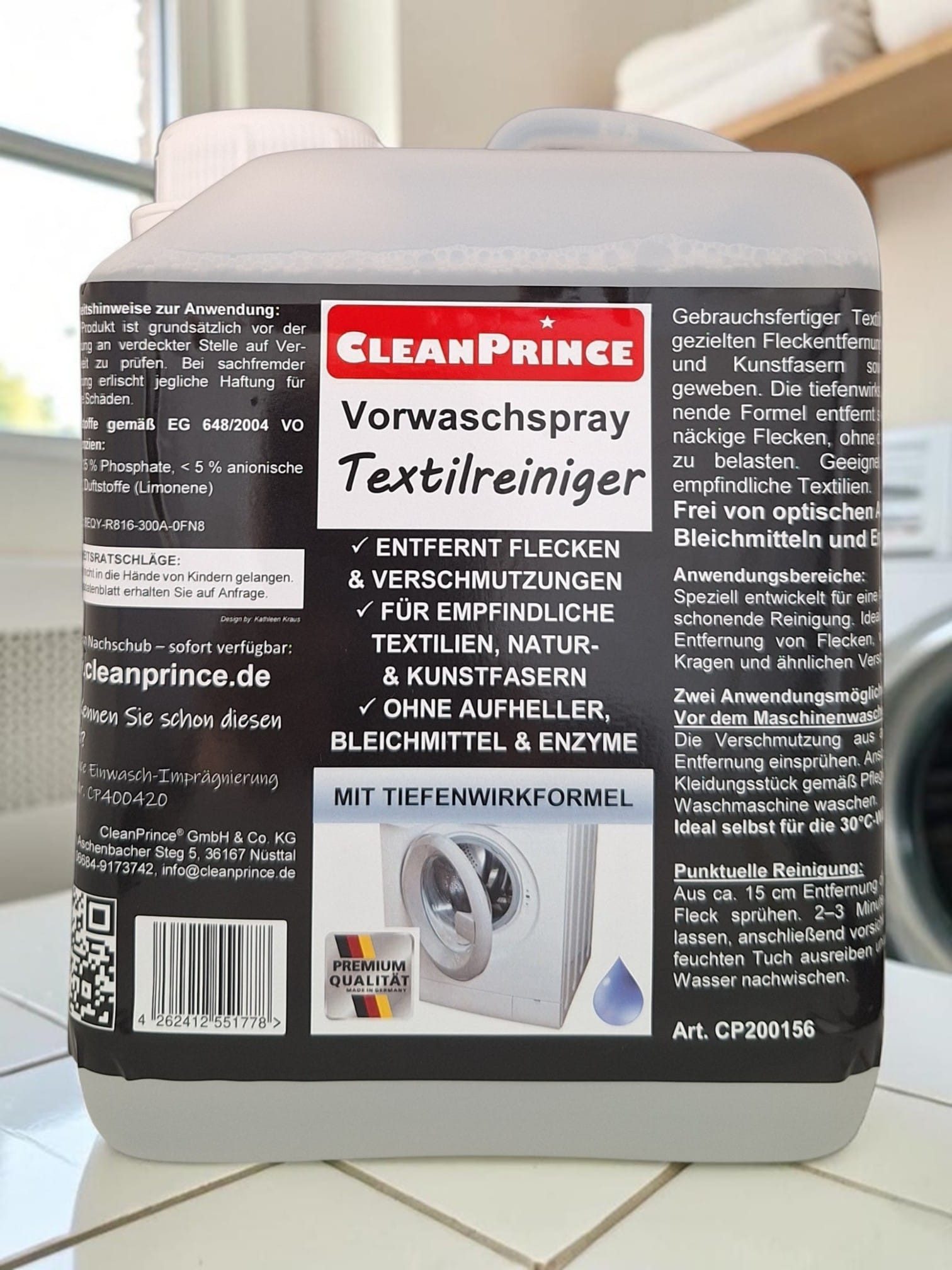 CleanPrince Vorwaschspray Textilreiniger Fleckenspray Spezialwaschmittel (ohne Bleichmittel oder Enzyme für eine schonende Behandlung)