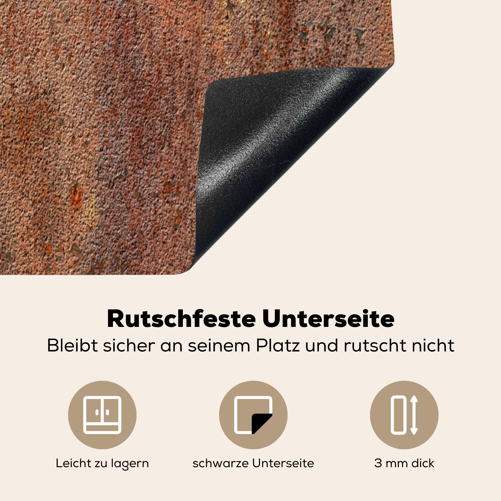 Herdblende-/Abdeckplatte Industrie cm, Eisen Stahl, (1 - MuchoWow - - Induktionsschutz, Ceranfeldabdeckung Vinyl, tlg), Induktionskochfeld, Rost 57x51