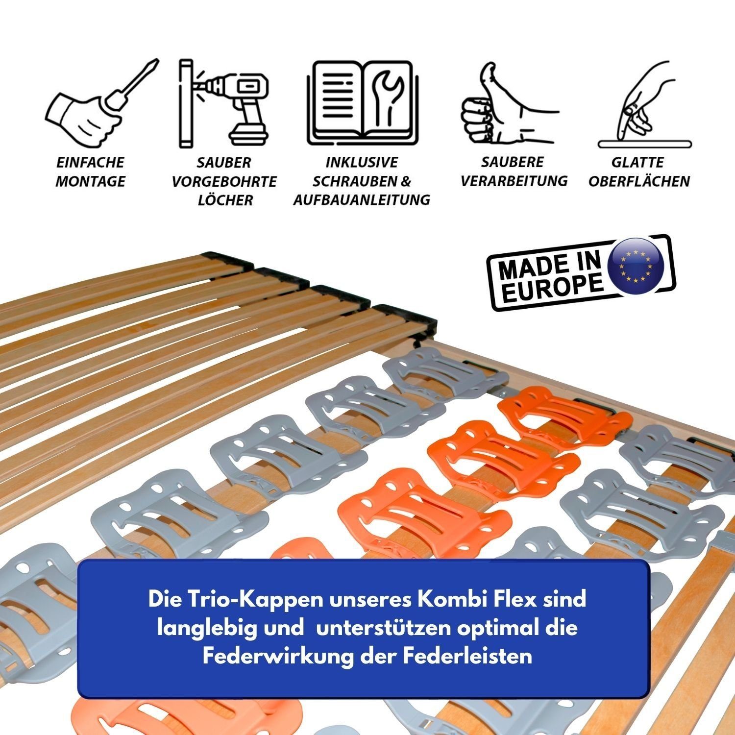 Teiltellerlattenrost, Coemo, Kopfteil nicht verstellbar, Fußteil nicht verstellbar, KombiFlex S 80 x 200 cm Tellerlattenrost preisgünstige Selbstmontage