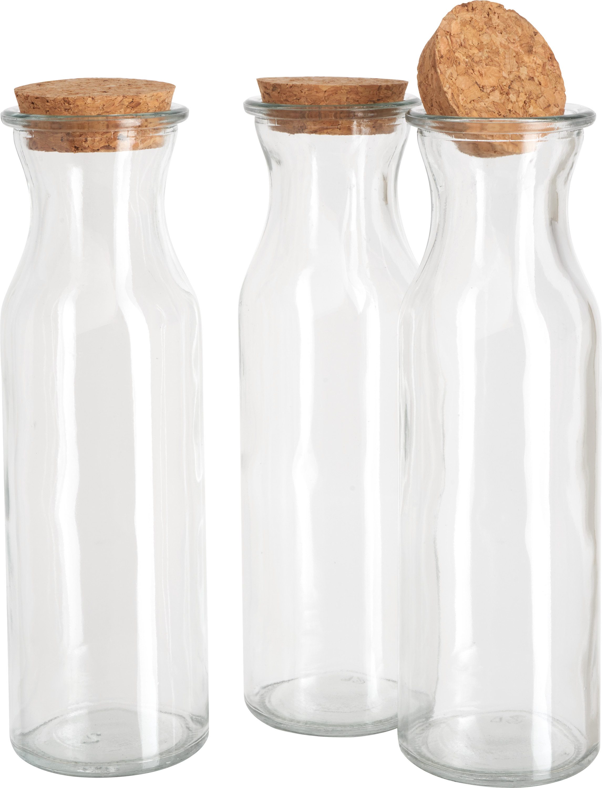 VBS Trinkflasche Glasflaschen Milk, 3er-Set