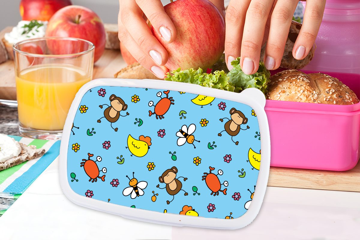 Mädchen, für - rosa (2-tlg), Kunststoff Tiere Bienen Snackbox, Lunchbox Kunststoff, Erwachsene, Brotdose Muster, Kinder, - Brotbox MuchoWow