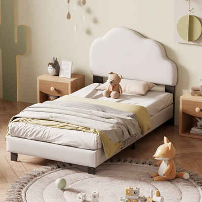 OKWISH Kinderbett Stauraumbett Bett Polsterbett Gästebett (90*200cm, mit Lattenrost mit wolkenförmiger Rückenlehne Jungen- und Mädchenbett), ohne Matratze