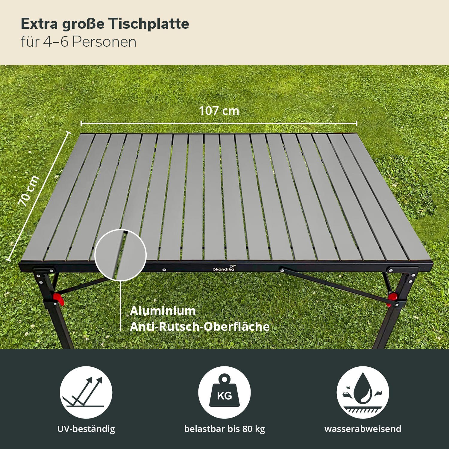 Skandika Campingtisch Aluminium Klapptisch Maikku, einrollbare günstig online kaufen