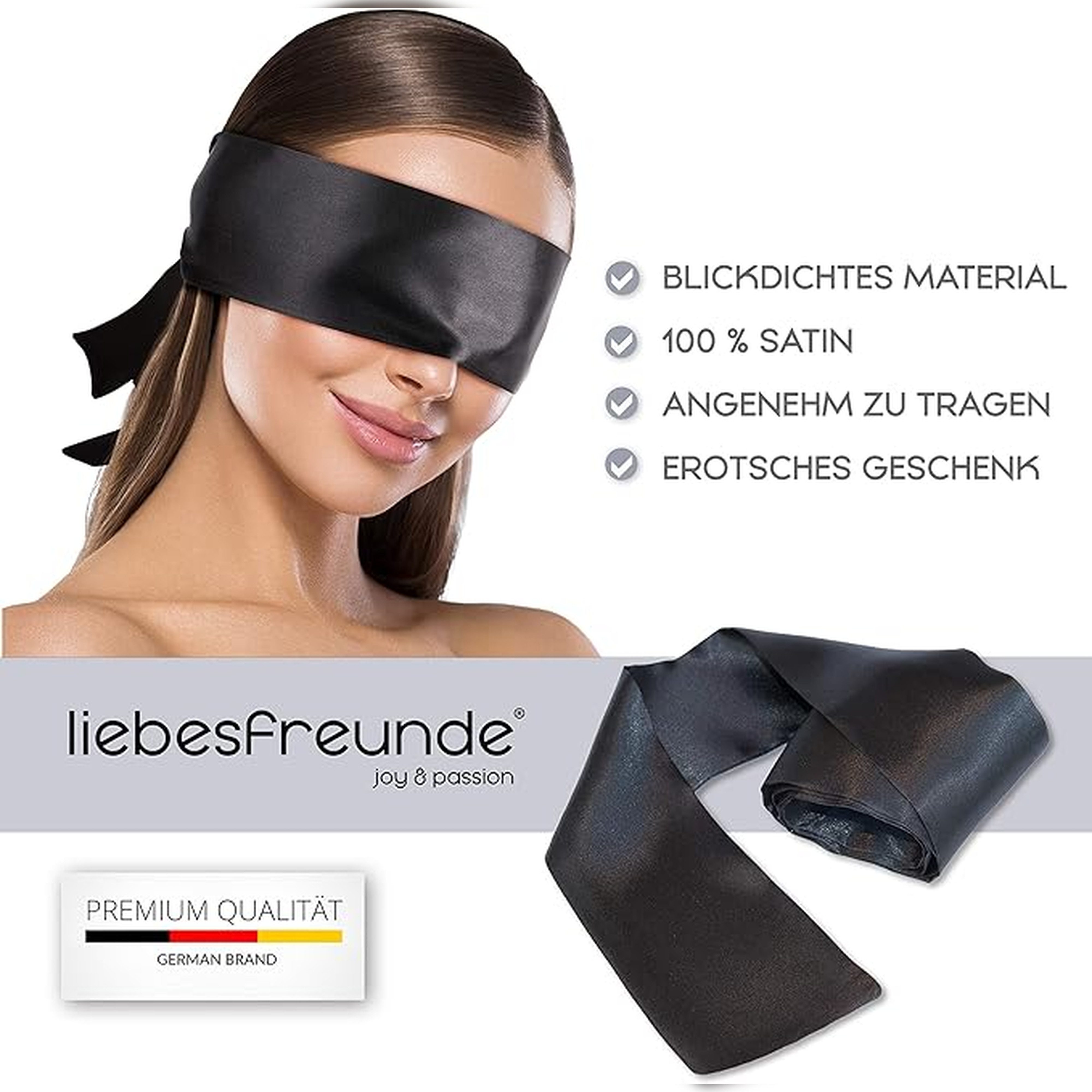 Liebesfreunde Augenbinde Edle Satin Augenbinde - Augenmaske für Frauen & Männer, 1-tlg., blickdicht