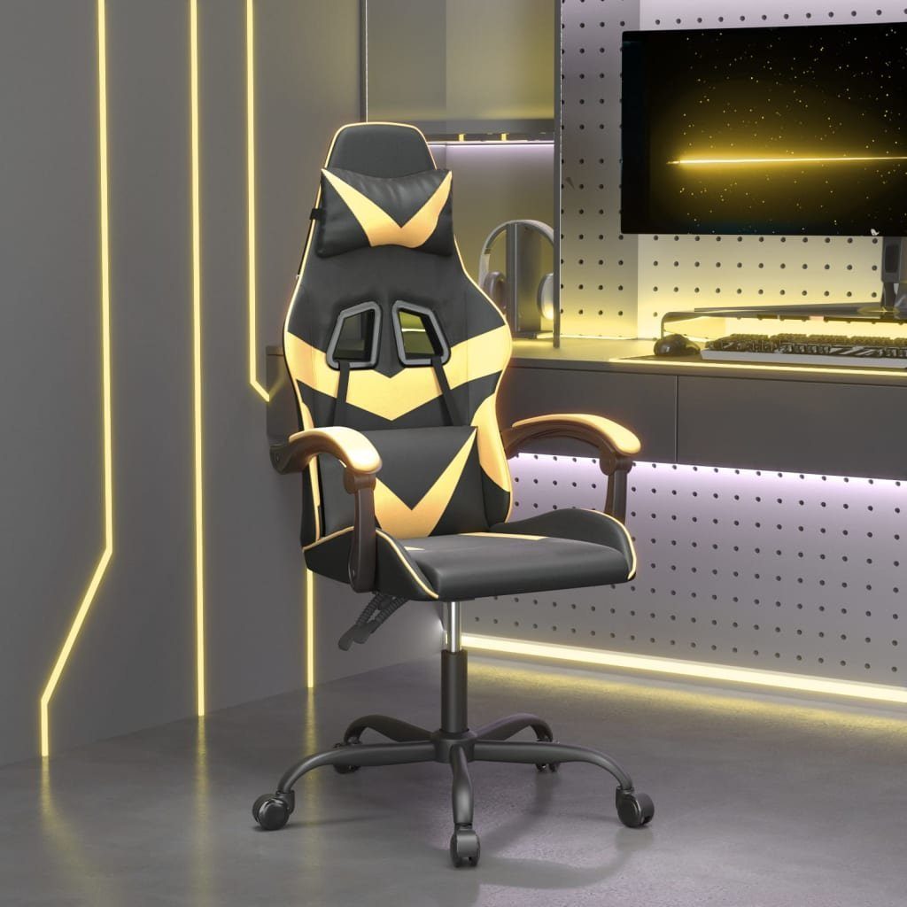 vidaXL Gaming-Stuhl Gaming-Stuhl Schwarz und Golden Kunstleder (1 St)