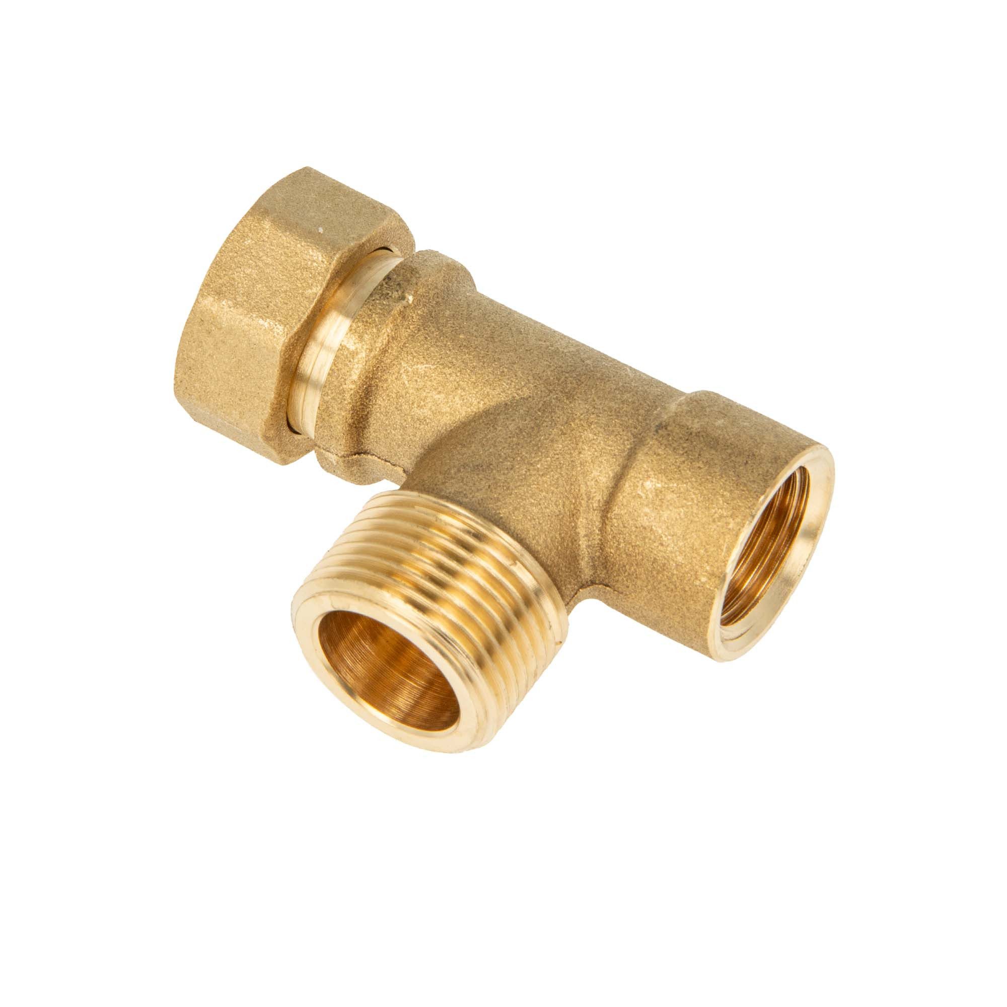 tecuro Gewindefitting Eckverschraubung ÜWM (flachdichtend) x AG x IG, reduziert - MS CW617N, 3/4 Zoll ÜWM x 3/4 Zoll AG x 1/2 Zoll IG