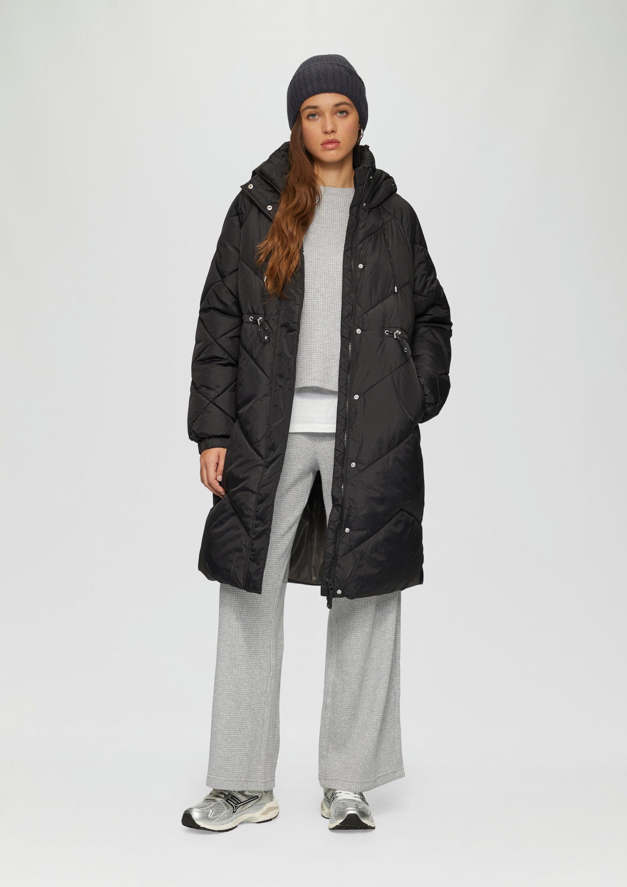 QS Chinos Hose Wide-Leg-Hose mit Piqué-Struktur und Glitzereffekt