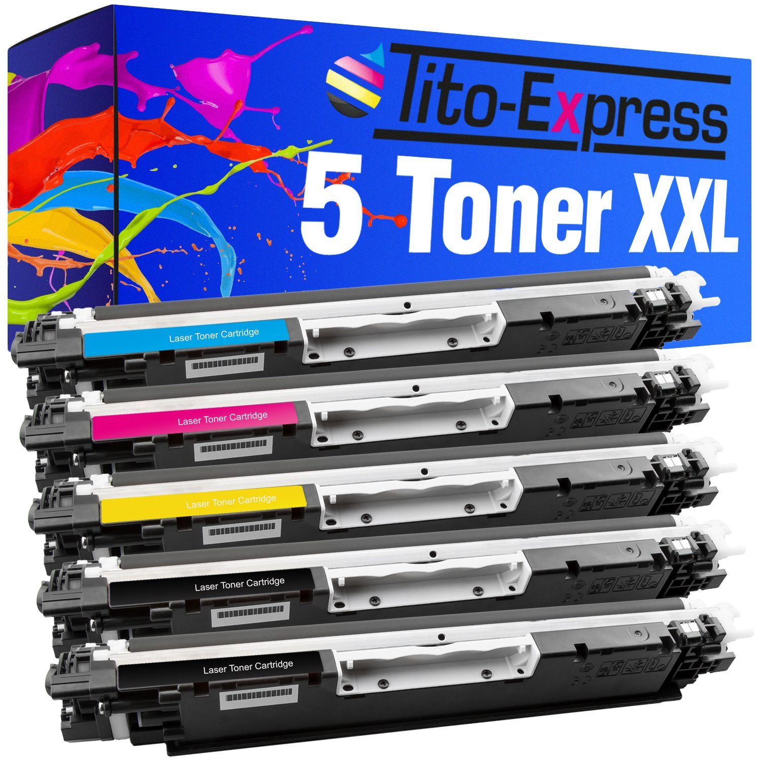 Tito-Express Tonerpatrone 5er Set ersetzt HP CF350A CF351A CF352A CF353A HP 130A, (Multipack, 2x Black, 1x Cyan, 1x Magenta, 1x Yellow), für Color Laserjet Pro MFP M176n M177fw M170 Series