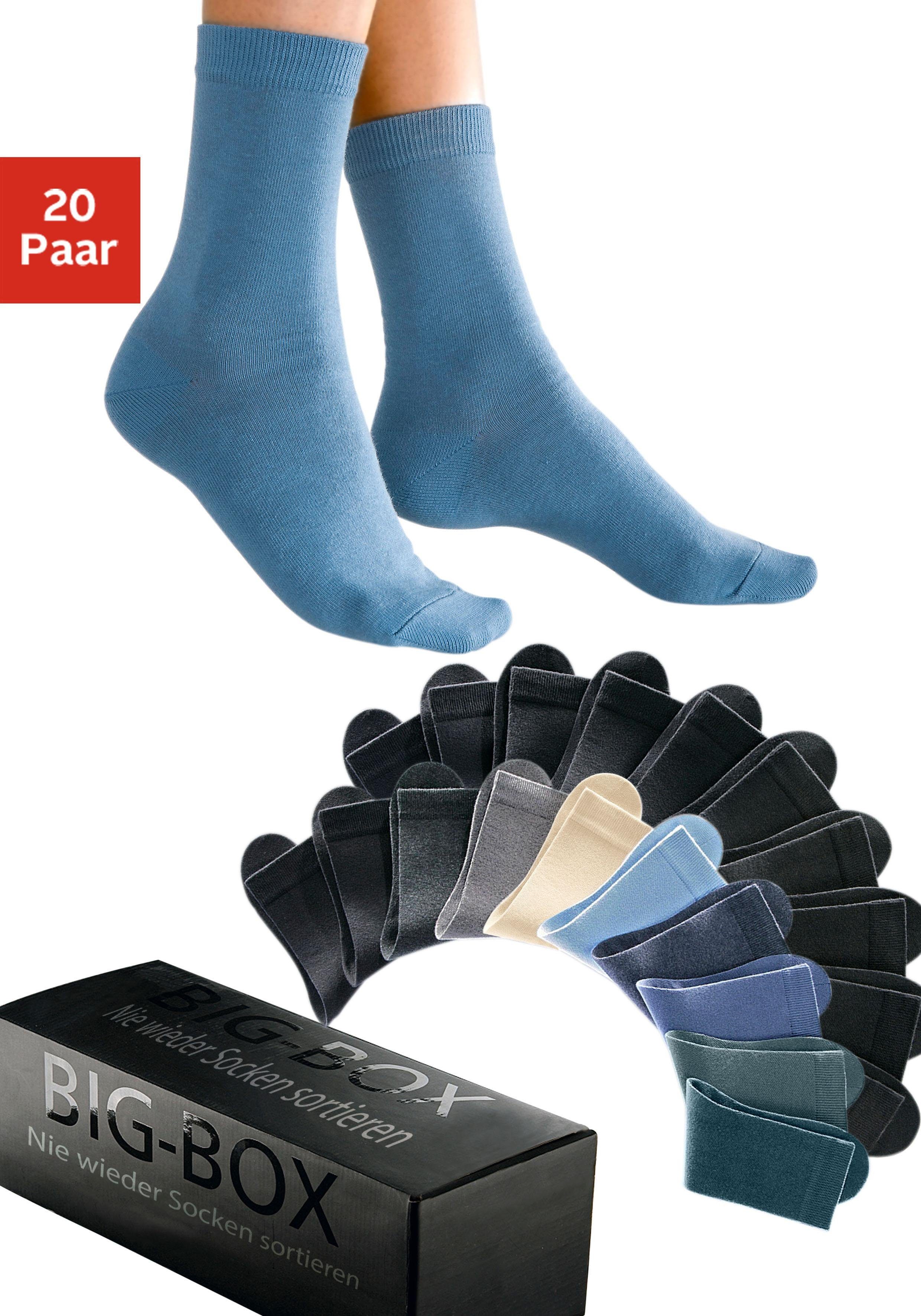 anthrazit, der 1x in schwarz Go ohne 1x 11x und Baumwolle grau, (Packung, Naht 20-Paar) beige, Komfortbund, in drückende mit großen 1x Basicsocken Big-Box 6x blau,