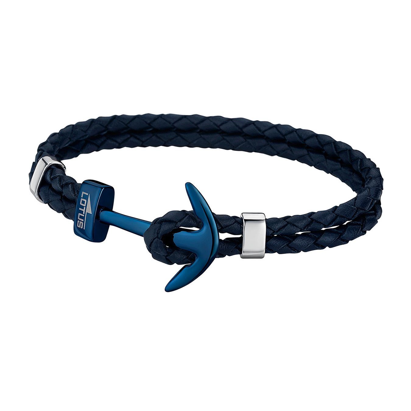 Edelstahl Armband aus für blau Lotus Steel), (Armband), Echtleder (Stainless Style Armband Lotus Urban Herren Anker Style