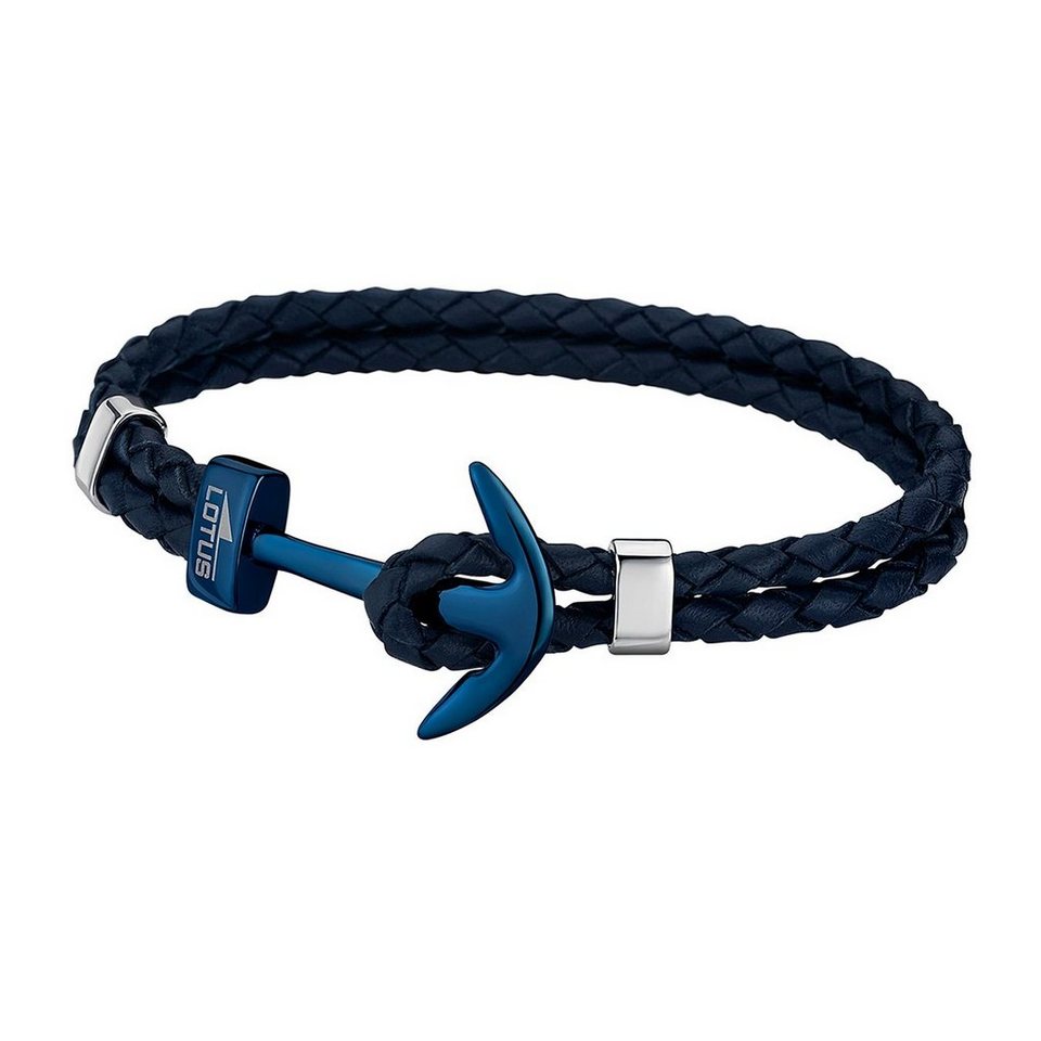 Lotus Style Armband Lotus Style Urban Anker Armband blau (Armband), für  Herren aus Edelstahl (Stainless Steel), Echtleder, Besonderheiten: Leder  schwarz, Haken in Ankerform blau