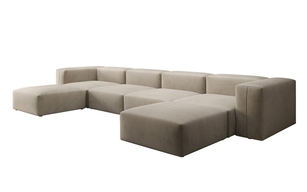 Luxusbetten24 Sofa Designer U Sofa Snug, in Samt