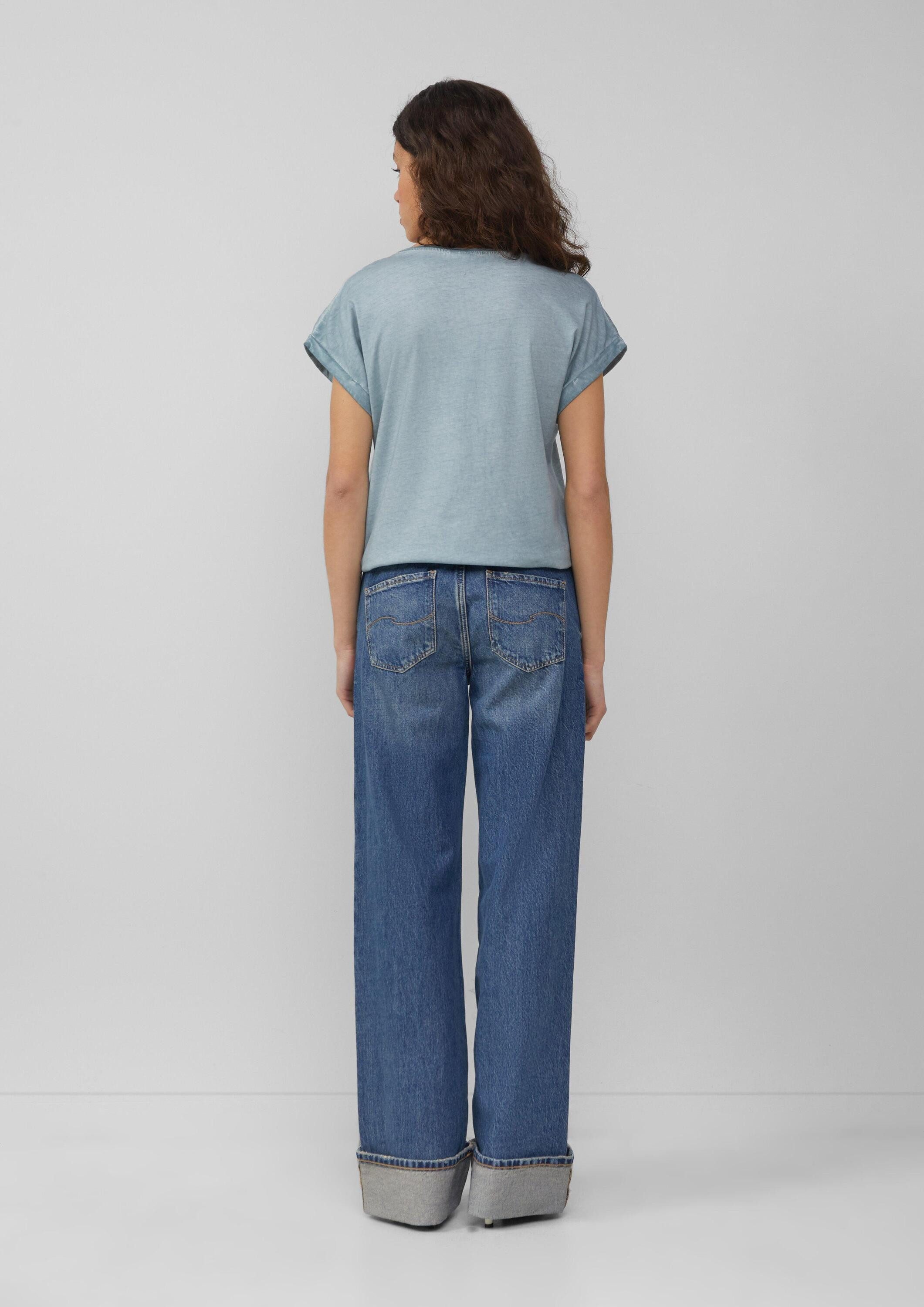 QS Kurzarmshirt T-Shirt Oversize-Shirt in gewaschener Optik mit Frontprint