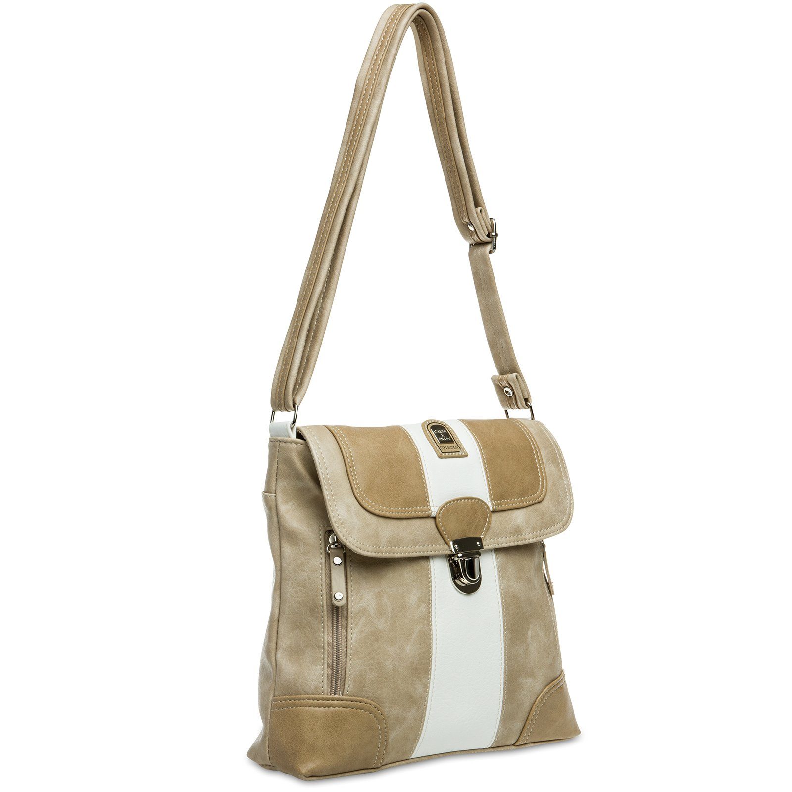 weiß Umhängetasche Rucksack Caspar Tasche Umhängetasche Modelle - diverse beige Damen Handtasche Umhängetasche #3851 TS1028