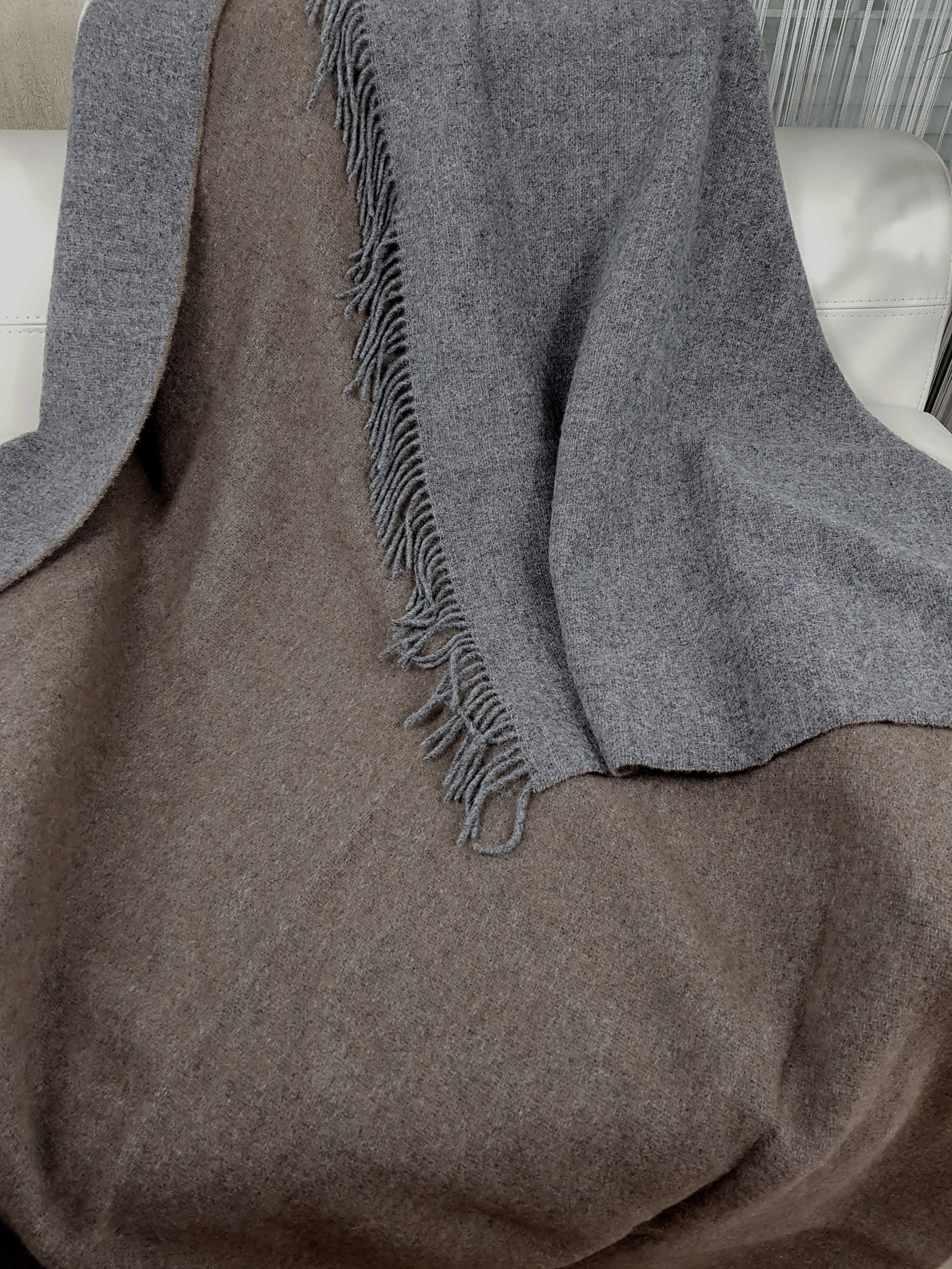 Wolldecke Wolldecke TIROL (doubleface) Mocca-Grau Schurwolle, 100% aus STTS