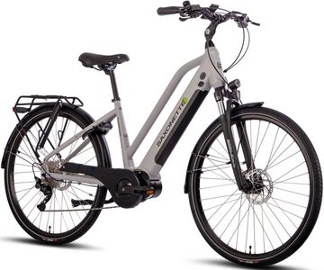 SAXONETTE E-Bike Premium Sport (Trapez), 10 Gang, Kettenschaltung, Mittelmotor, 522 Wh Akku, Pedelec, Elektrofahrrad für Damen, Trekkingrad