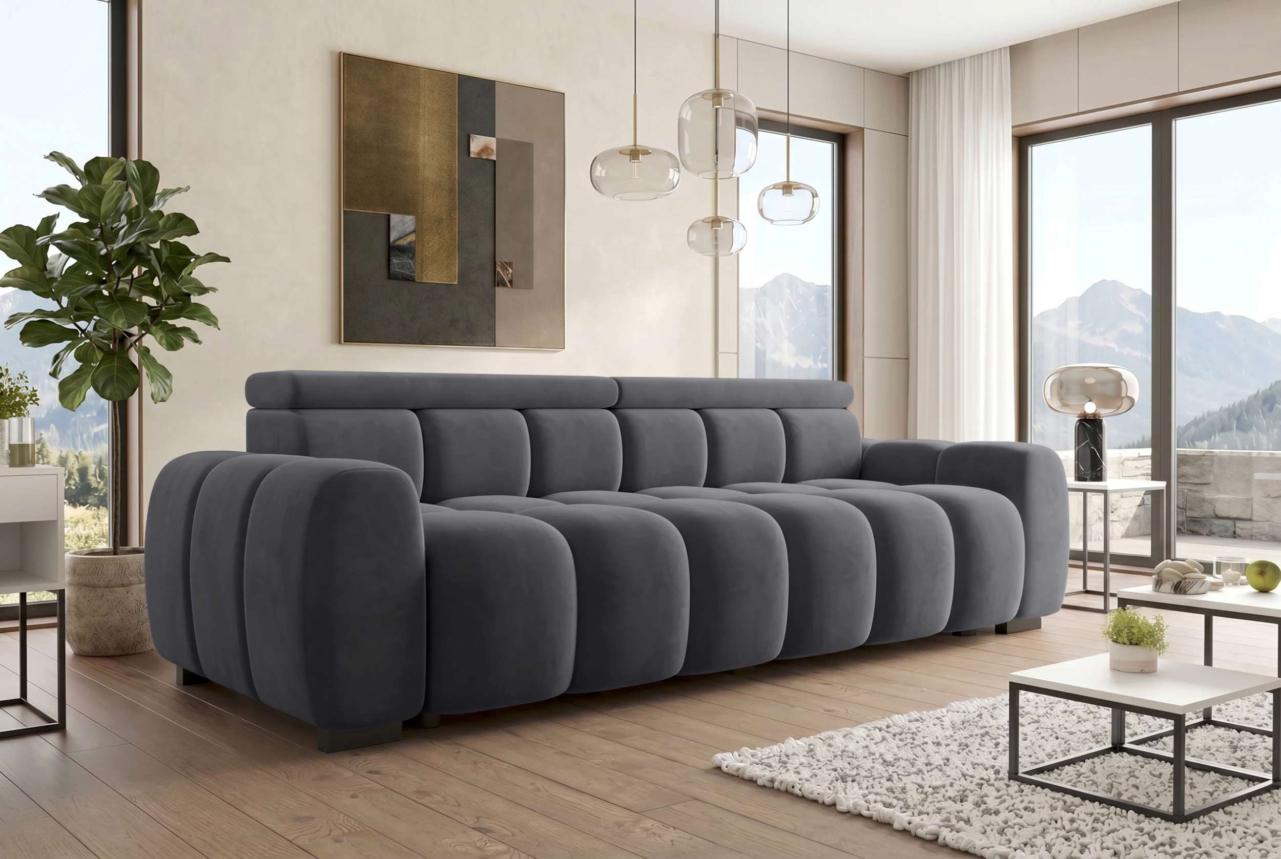 Sofa Dreams Big-Sofa Bigsofa Santorin im Stoffbezug, Sofa, Big-Sofa, Kopfteilverstellungen