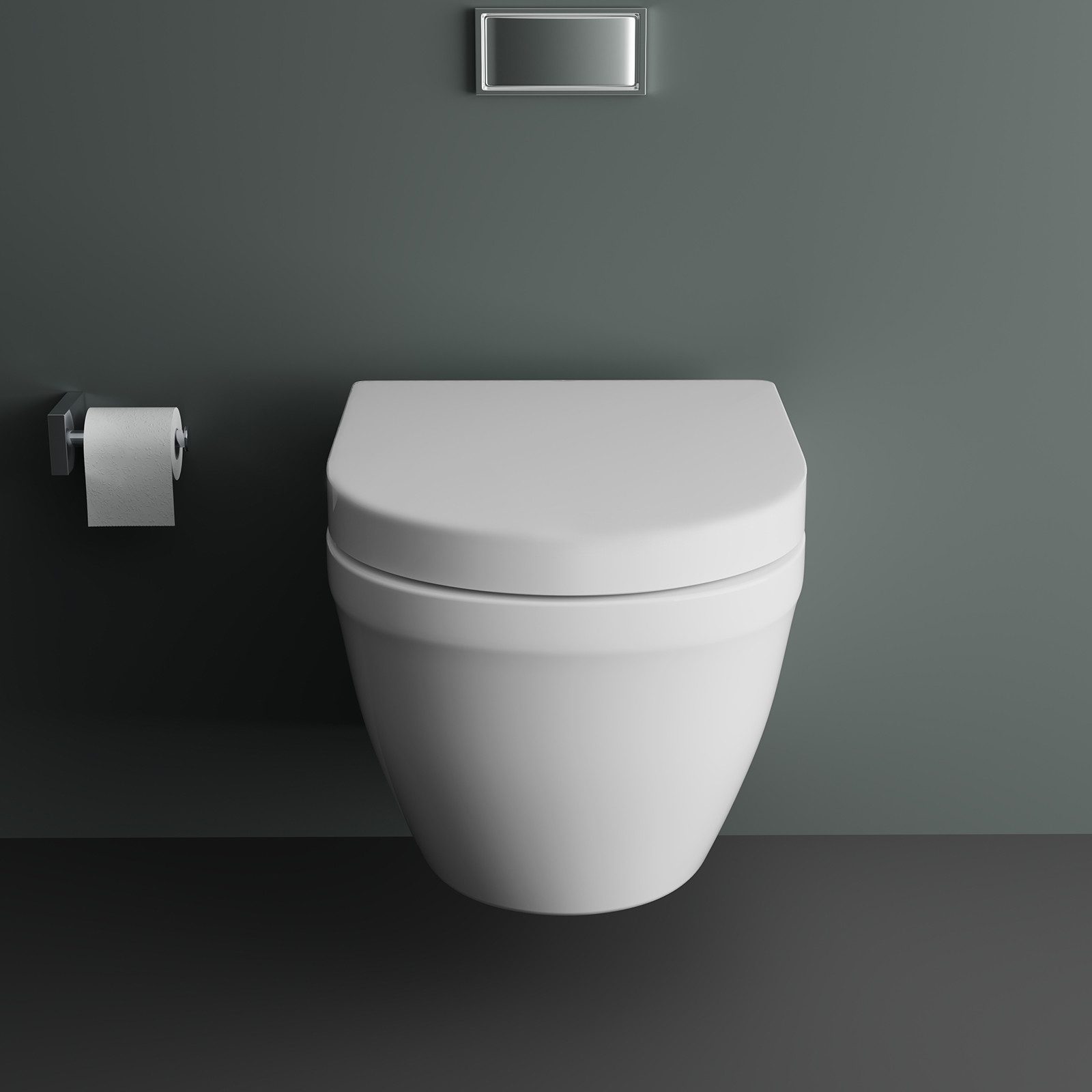 Alpenberger Vorwandelement WC Set Komplett: Hänge WC + Villeroy & Boch Spülkasten Betätigungsplatte, Keramik Toilette, Kloschüssel mit Nano Beschichtung, Wassersparsames Wand WC ohne Spülrand