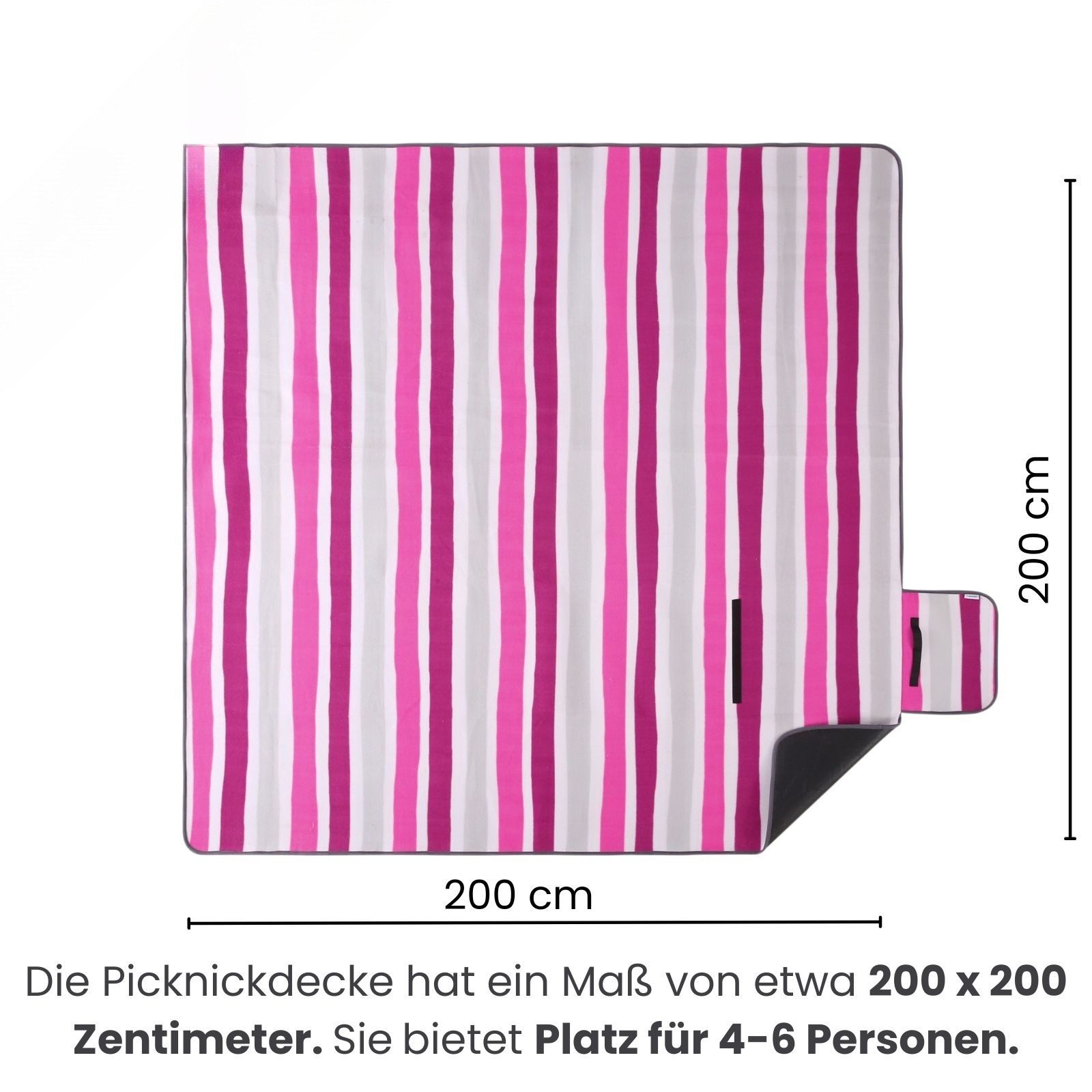 Picknickdecke XXL Picknickdecke ca. 200x200, wometo, Oberseite 100% recyceltes Fleece, wasserdicht – Bild 2 von 5
