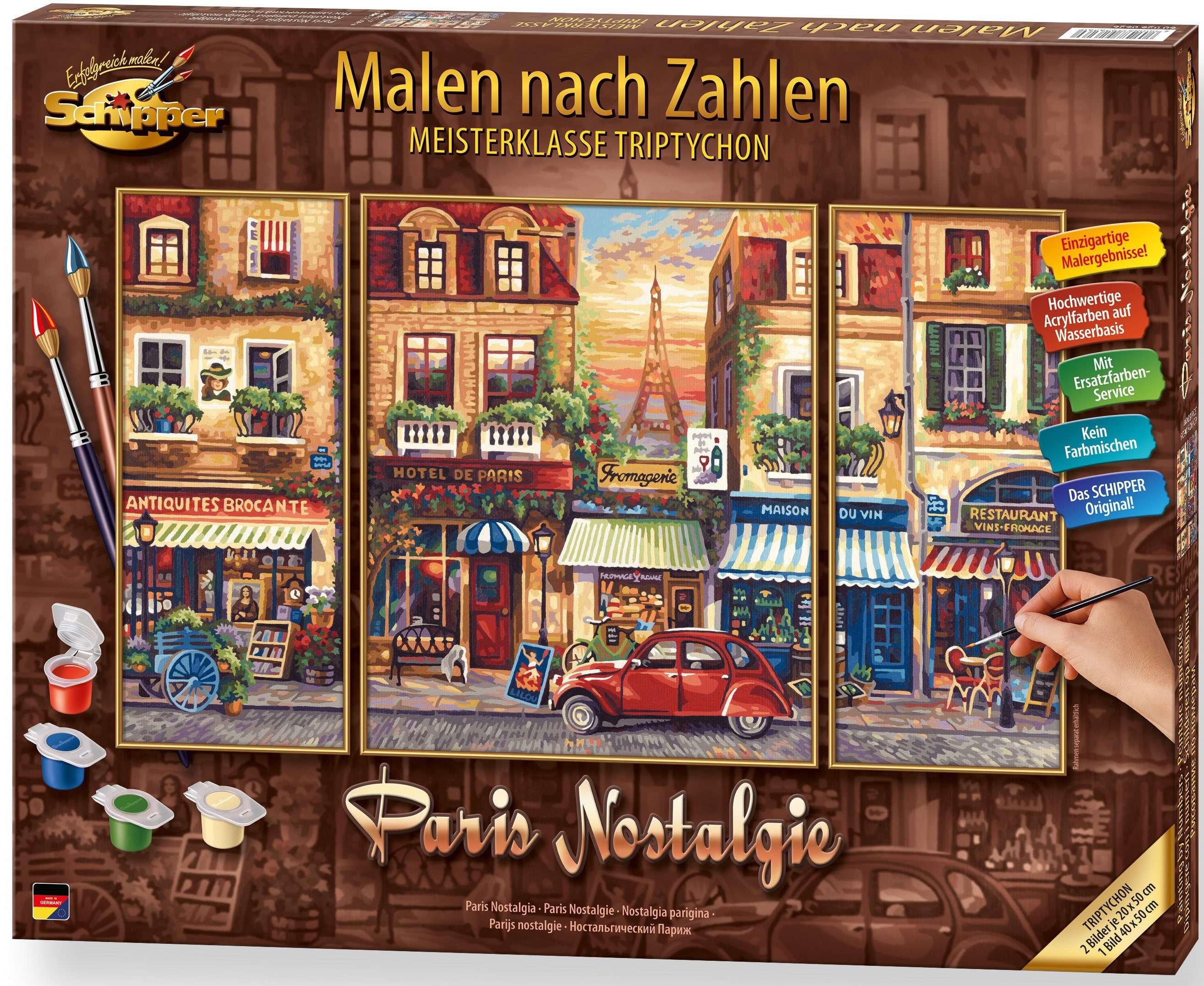 Schipper Malen nach Zahlen Meisterklasse Triptychon - Paris Nostalgie, Made in Germany