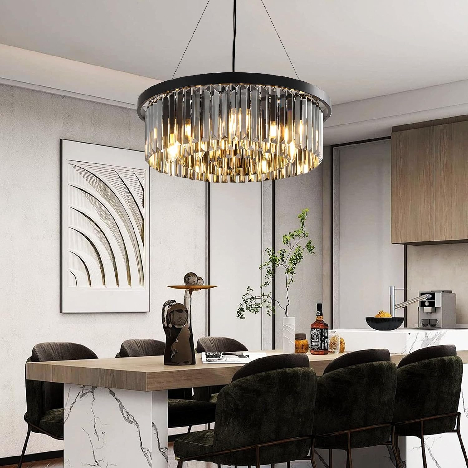 RRBEST Kronleuchter Luxus Kristall Kronleuchter Moderne Pendelleuchter, für Wohnzimmer, Esszimmer,Schlafzimmer, Restaurant, Ø60cm