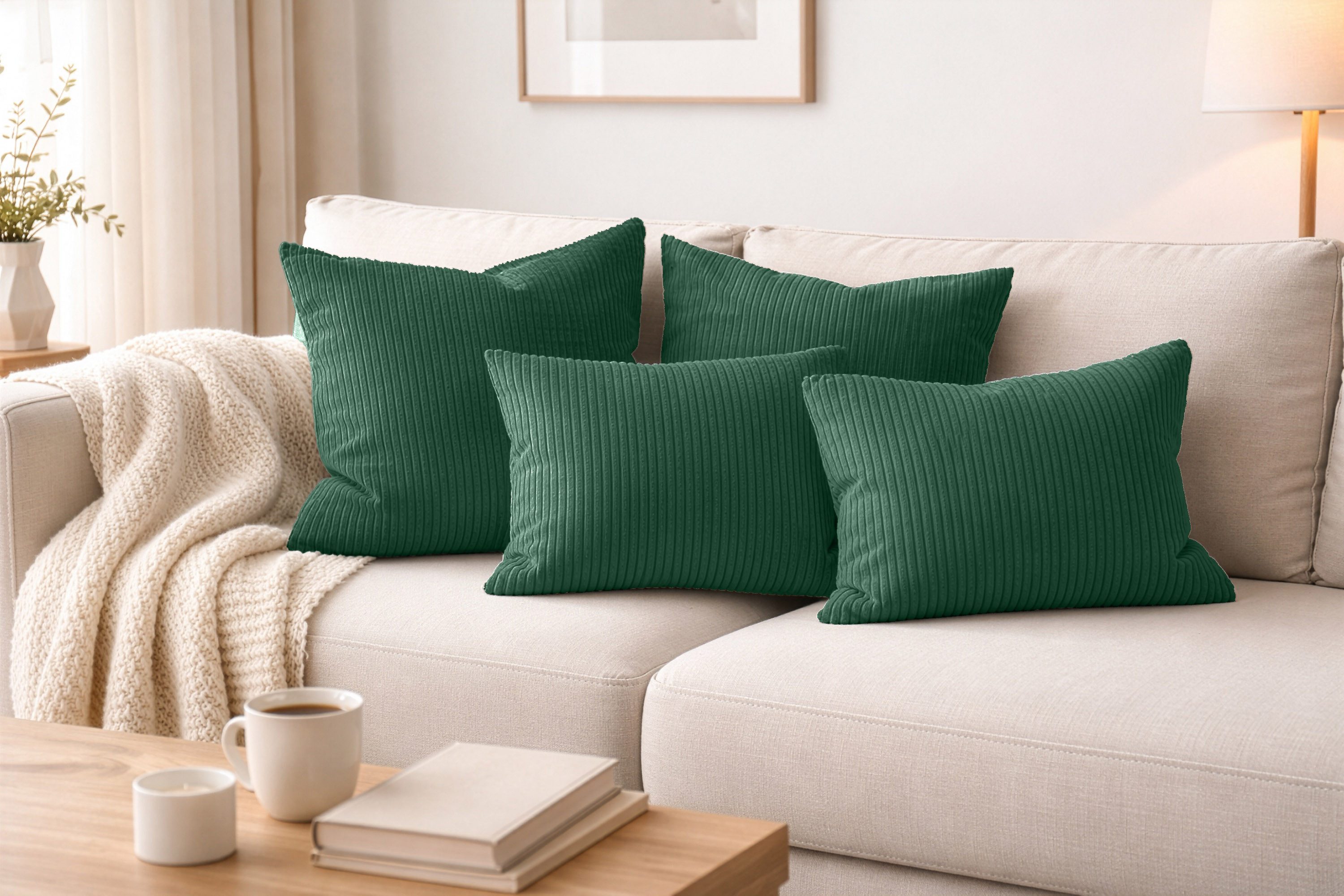 Amilian Dekokissen - Kissen Set 4er - Sofakissen mit Füllung 2x 50x50 + 2x 35x45cm, (4 Stück) Kuschelkissen - Zierkissen mit Kissenfüllung - Couchkissen