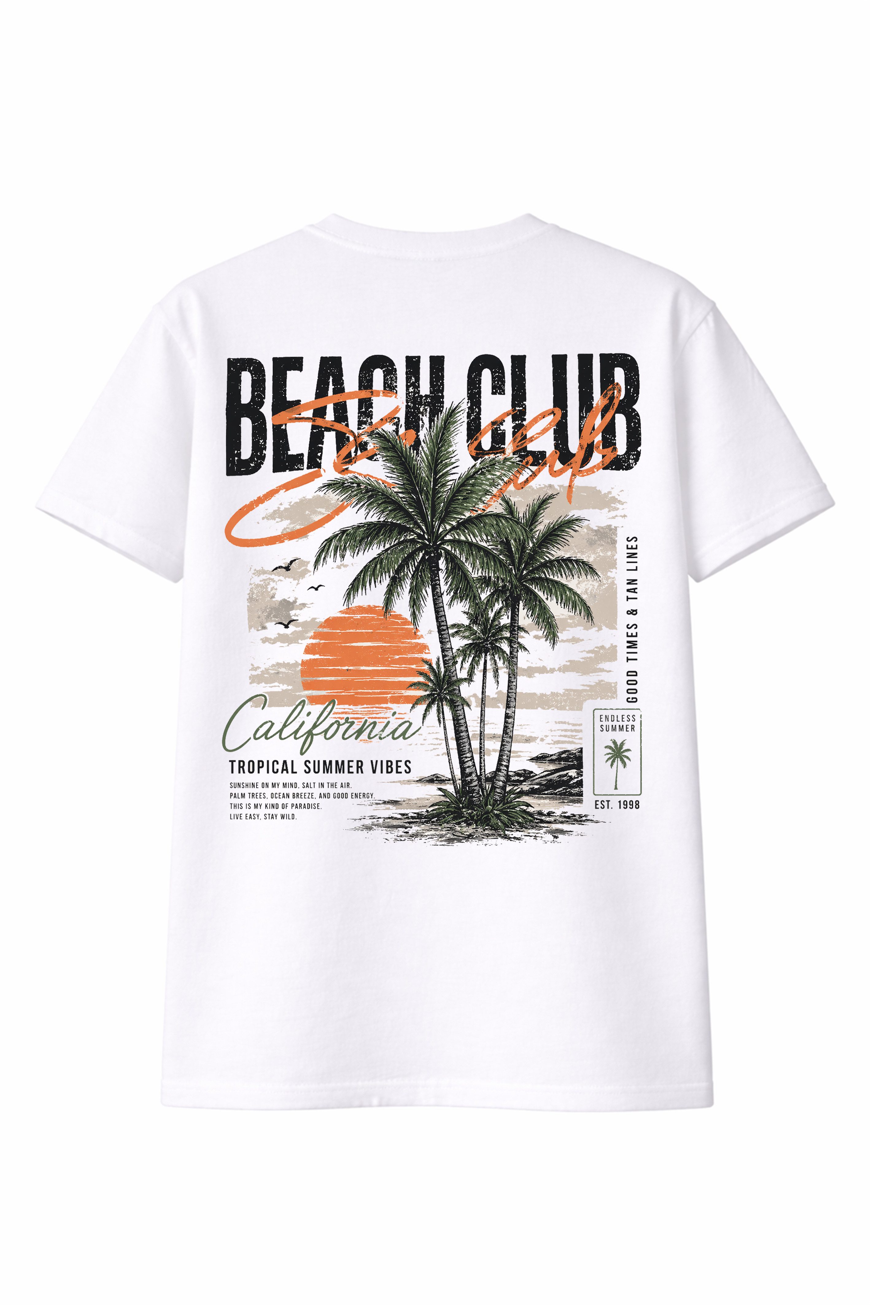 Banco T-Shirt Herren Shirt Rundhals Sommer Basic "Beach Club" aus 100% Baumwolle
