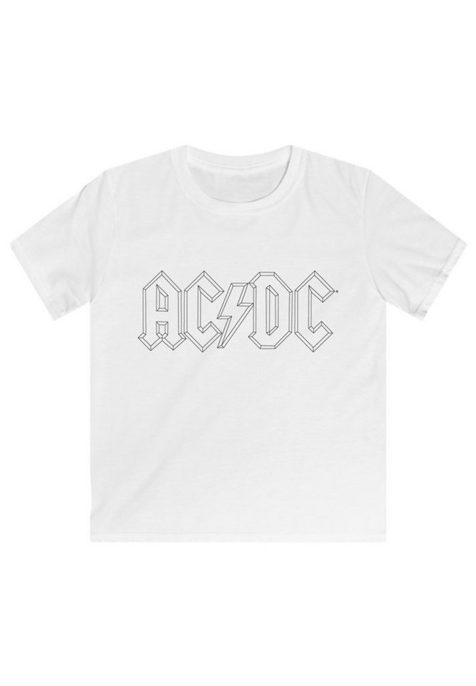 F4NT4STIC T-Shirt ACDC Black Outline Logo - Premium Rock Metal Musik Fan  Merch Unisex Kinder,Premium Merch,Jungen,Mädchen,Bandshirt