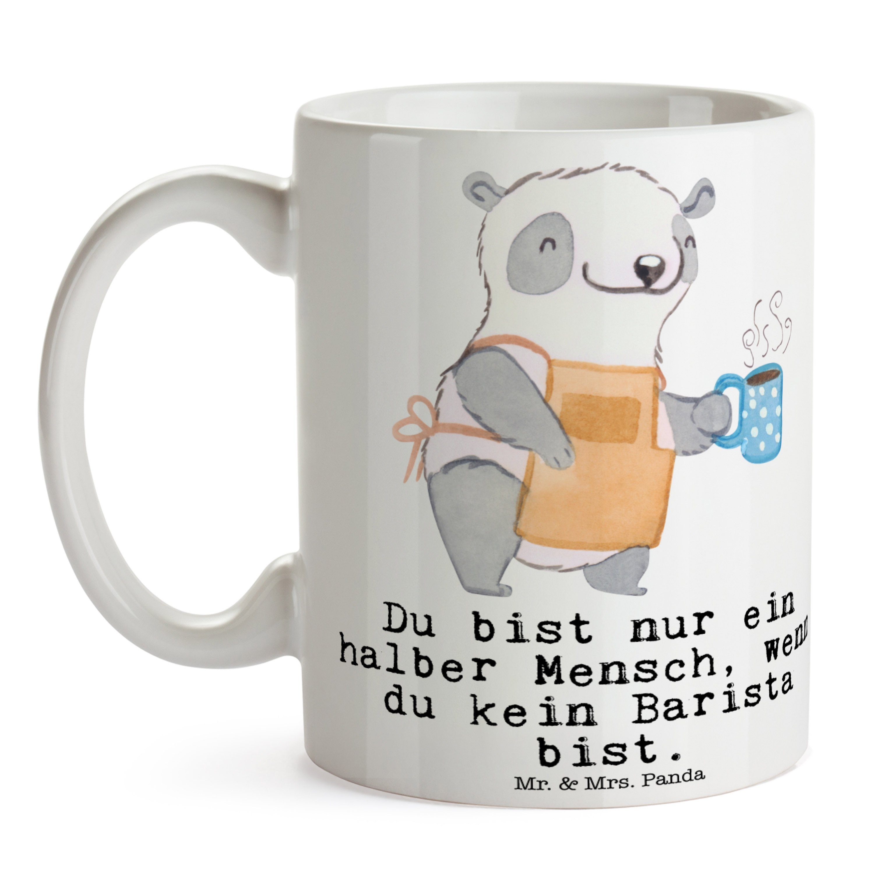 Schenken, Eröffnung Panda Weiß mit Barista Kaffee, Mrs. - & Mr. Tasse - Geschenk, Herz Cafe, Keramik