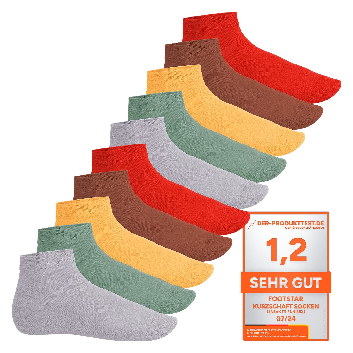 Footstar Kurzsocken EVERYDAY! 10 Paar Quarter Socken Kurzsocken Kurze Baumwoll Socken