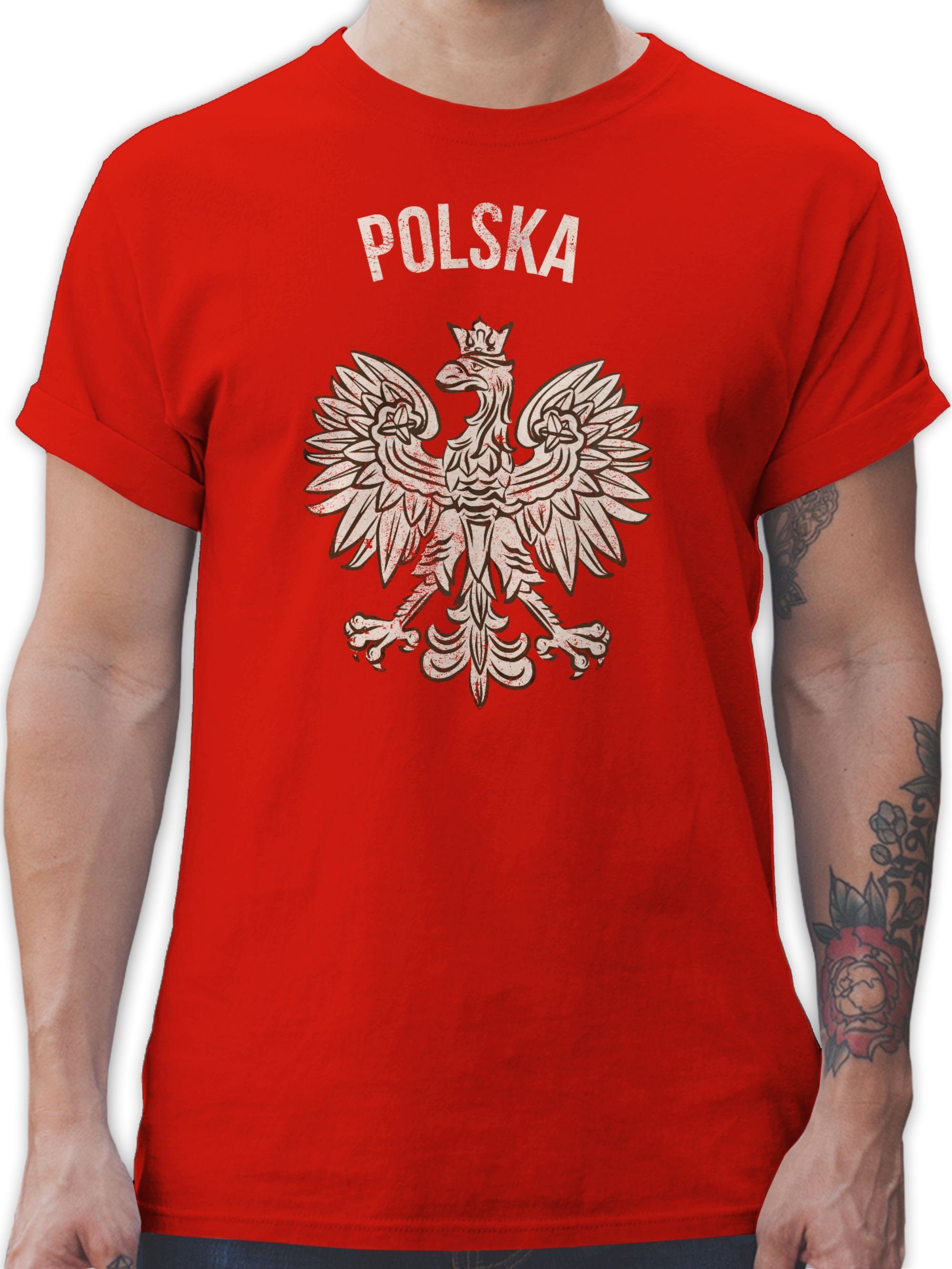 Shirtracer T-Shirt Polska Vintage Fussball EM 2024 2 Rot