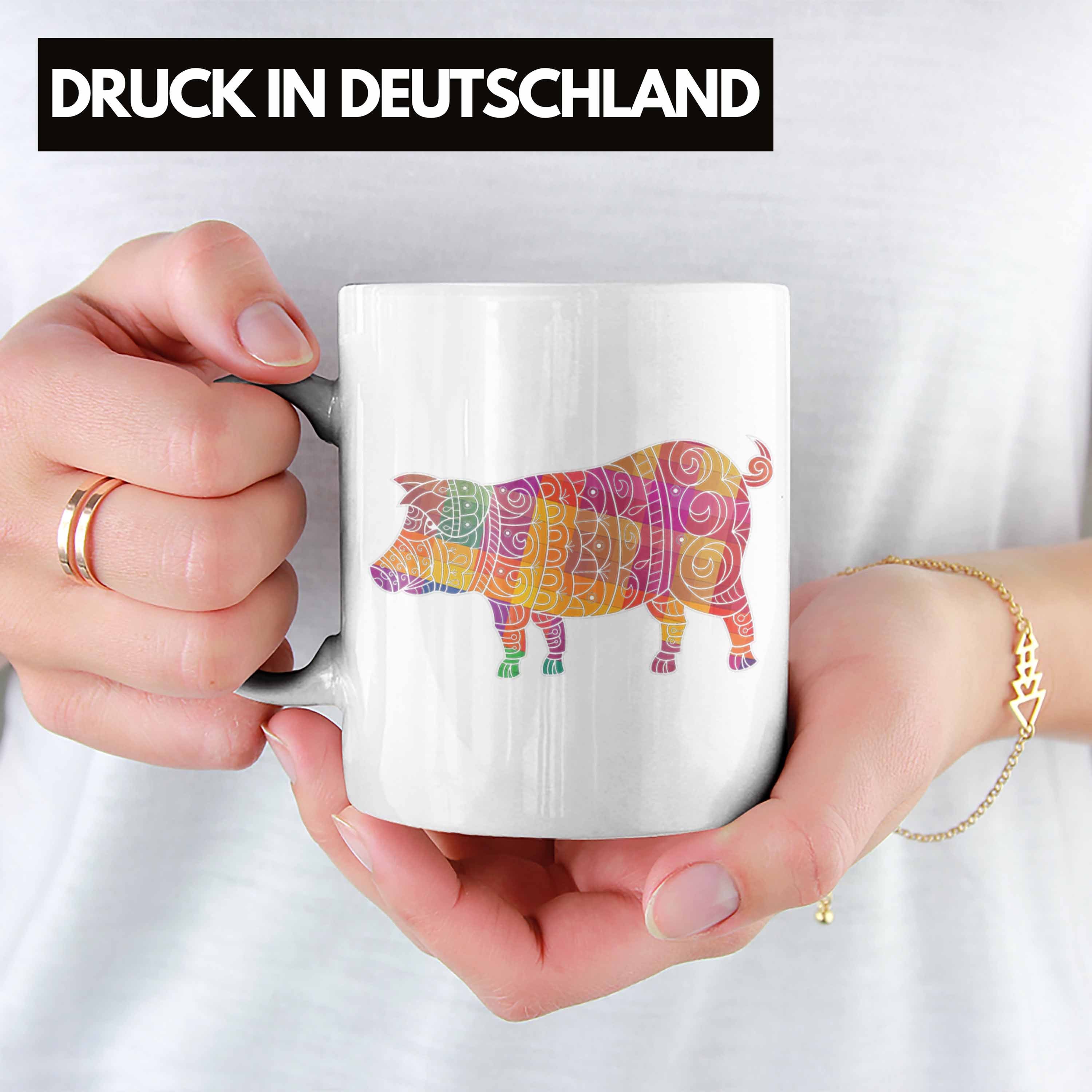 Schwein Trendation Geschenk Polygon Tasse Ferkel Tasse Bauern Trendation Schweine - Grafik Weiss