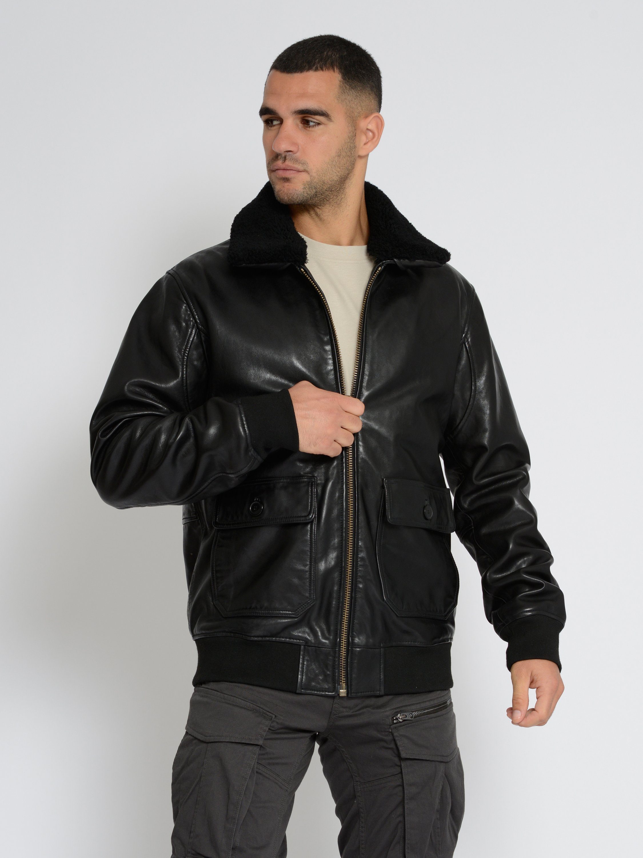 black Lederjacke TOP GUN