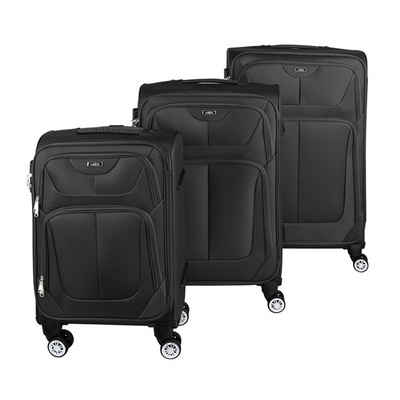 Valis Koffer »Stoff Koffer 4x Doppelrollen, drehbar um 360° mit Qualitäts-Zahlenschloss hoch Qualitativ Suitcase Valis Weichschalen Trolleys M-XL«